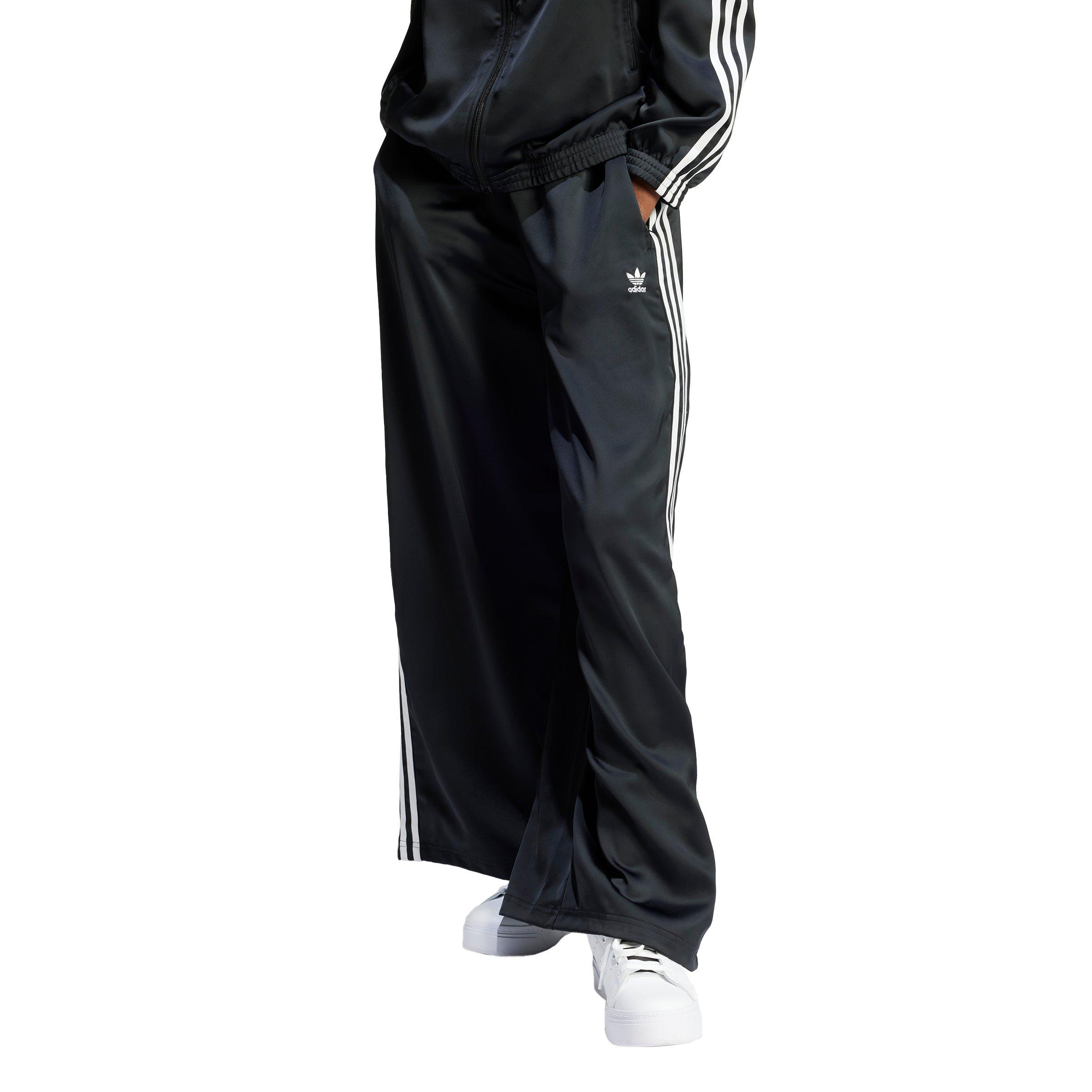 adidas Women's Originals Satin Wide Leg Track Joggers - Black/White - BLACK Thumbnail View 1