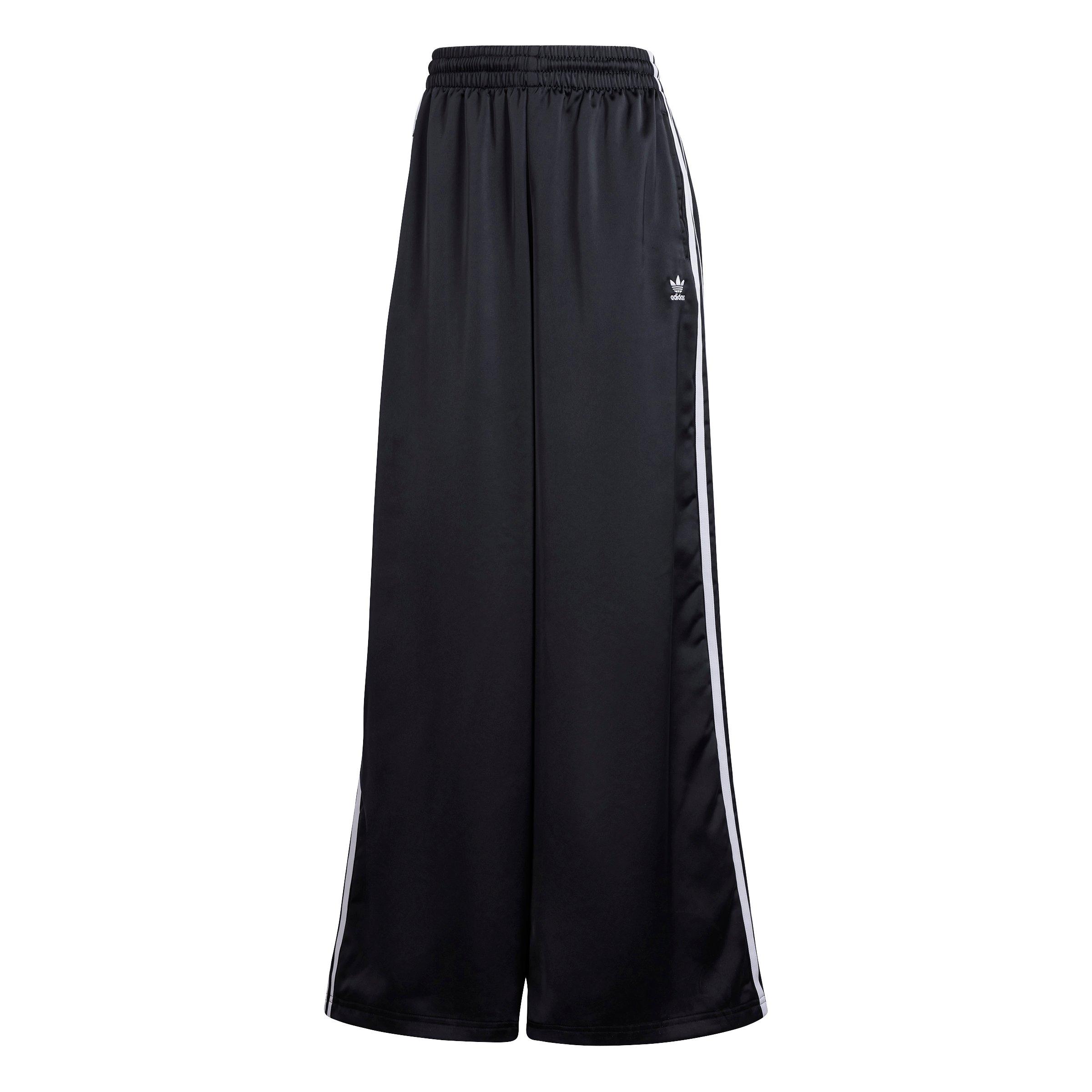 adidas Women's Originals Satin Wide Leg Track Joggers - Black/White - BLACK Thumbnail View 6
