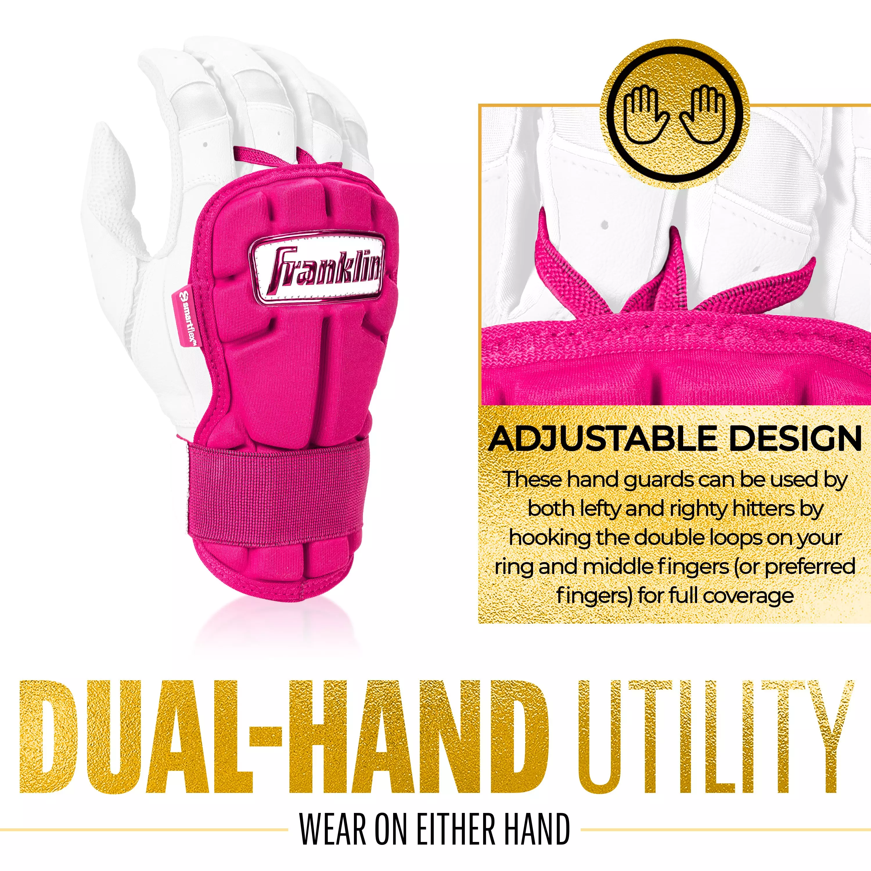 Franklin Sports PRT Protective Hand Guard LG - Pink - PINK