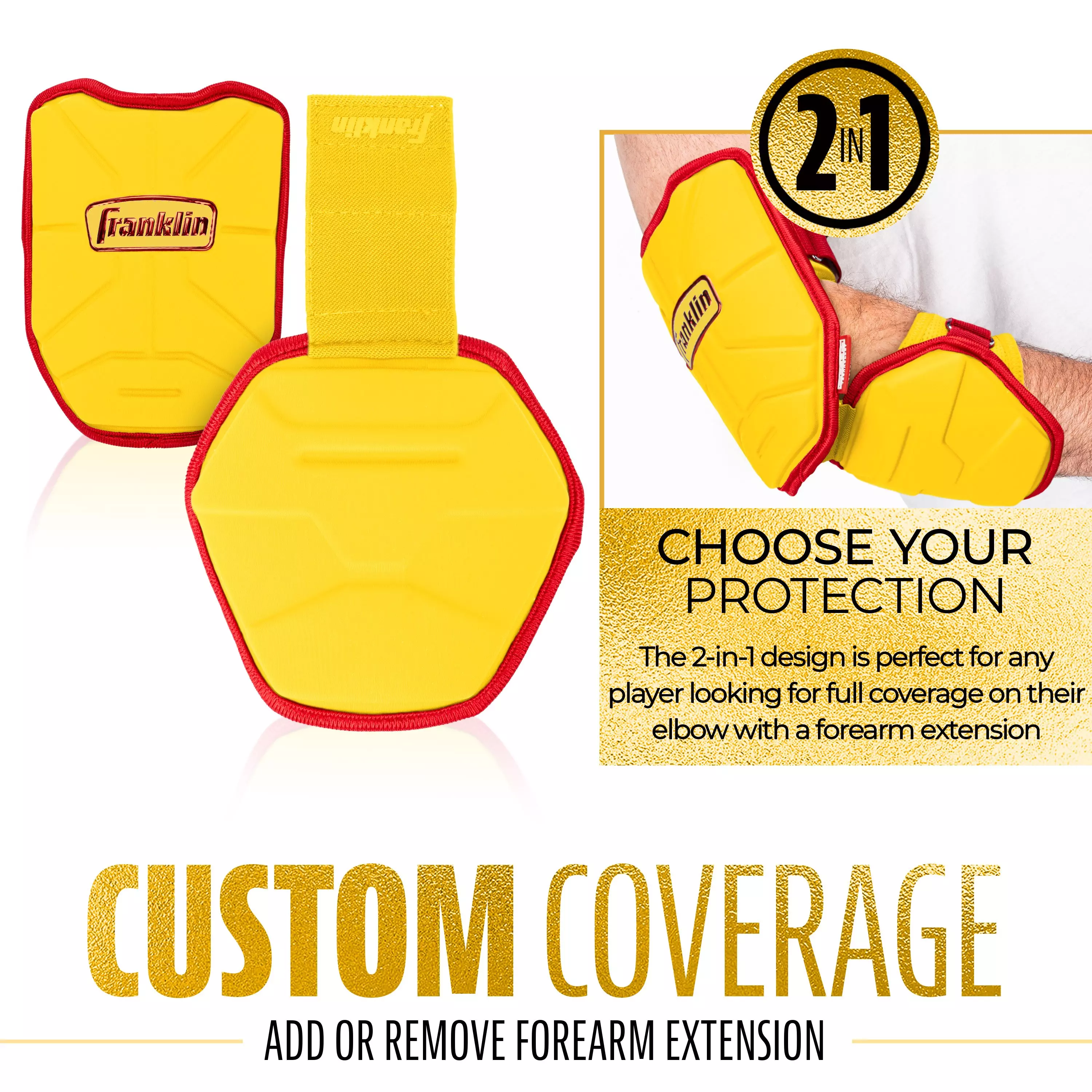 Franklin Sports Adult PRT Protective Elbow Guard - Yellow/Red - YELLOW/RED