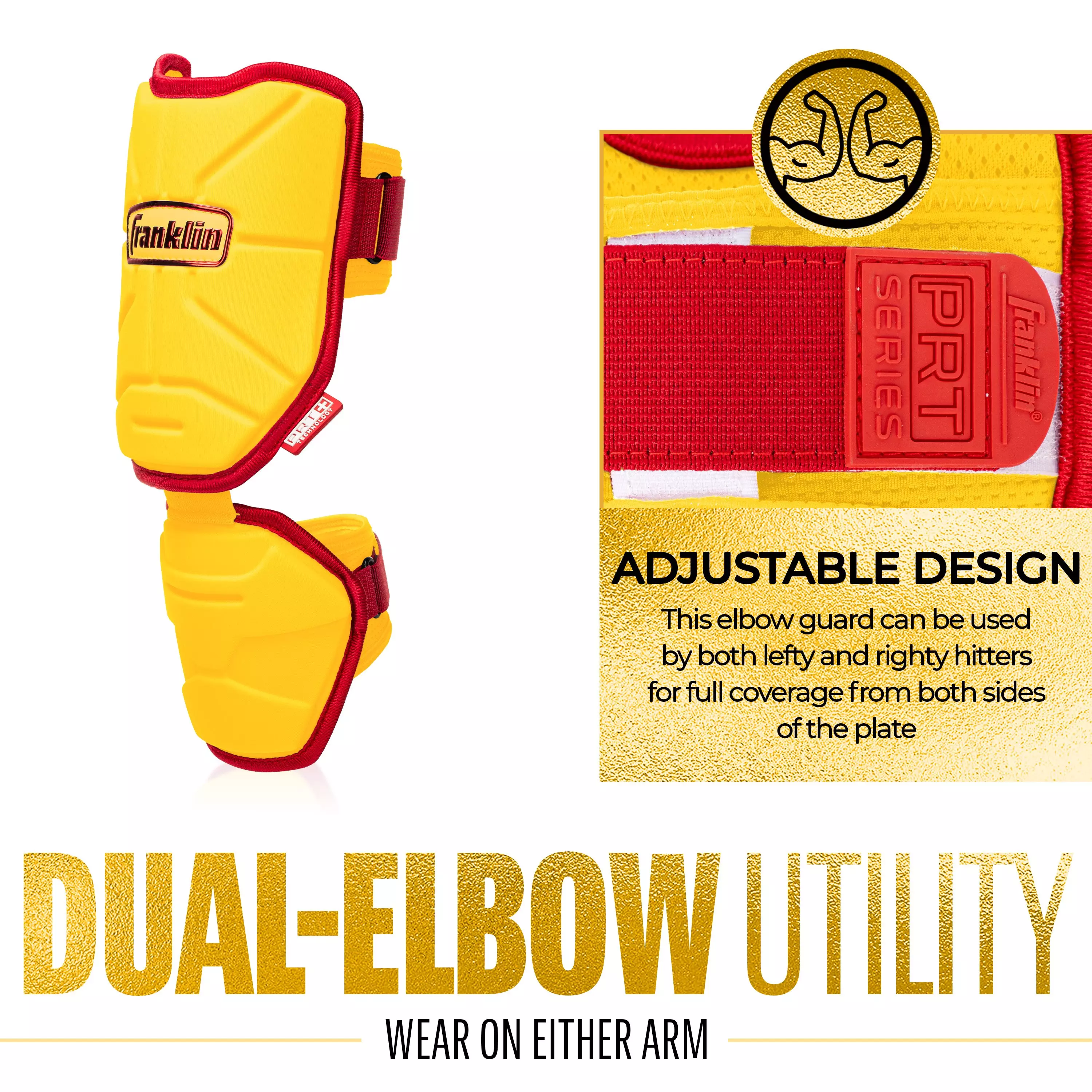 Franklin Sports Adult PRT Protective Elbow Guard - Yellow/Red - YELLOW/RED