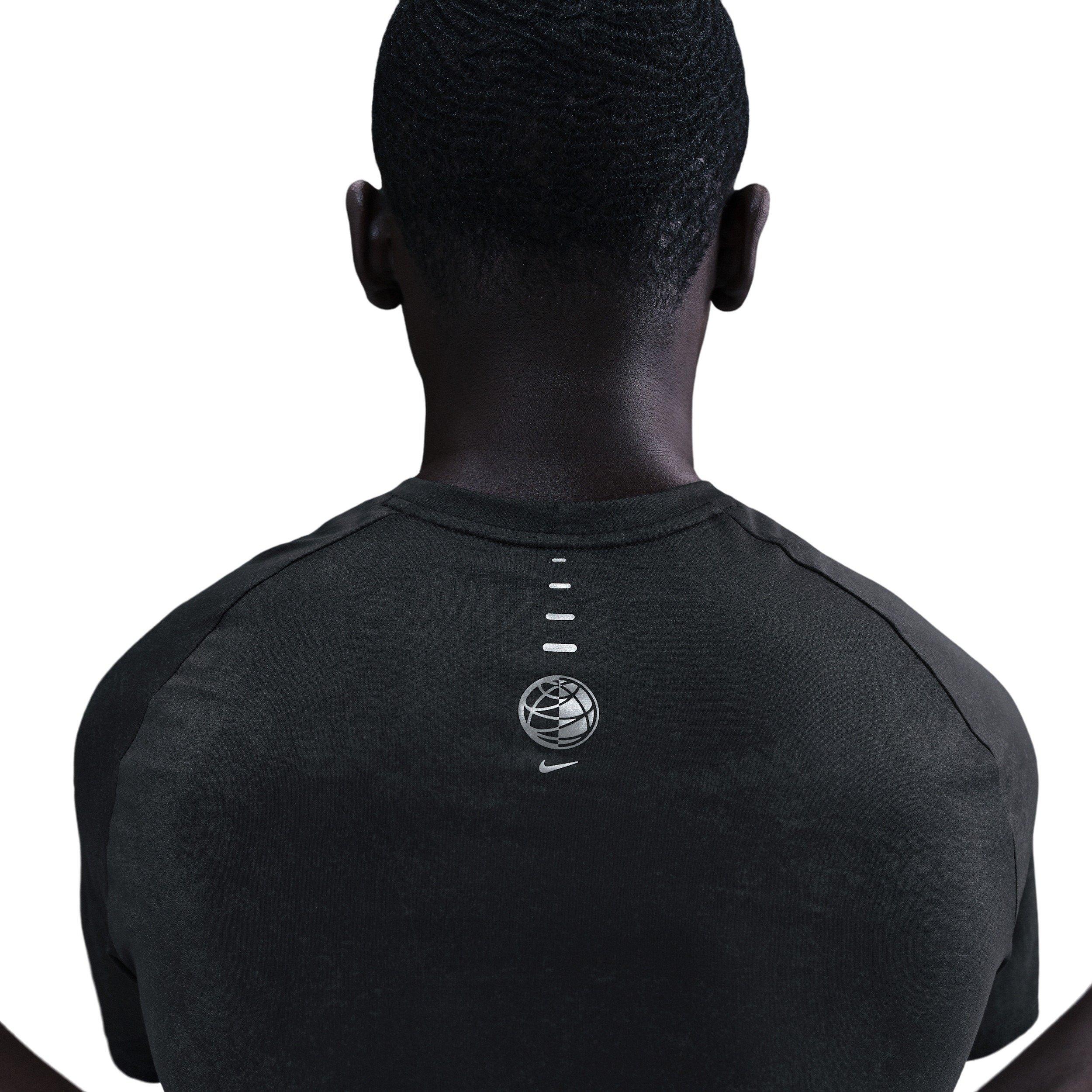 Nike Men's Stride Dri-FIT ADV SS Running Top with Reflective Design Accents - BLACK Thumbnail View 2