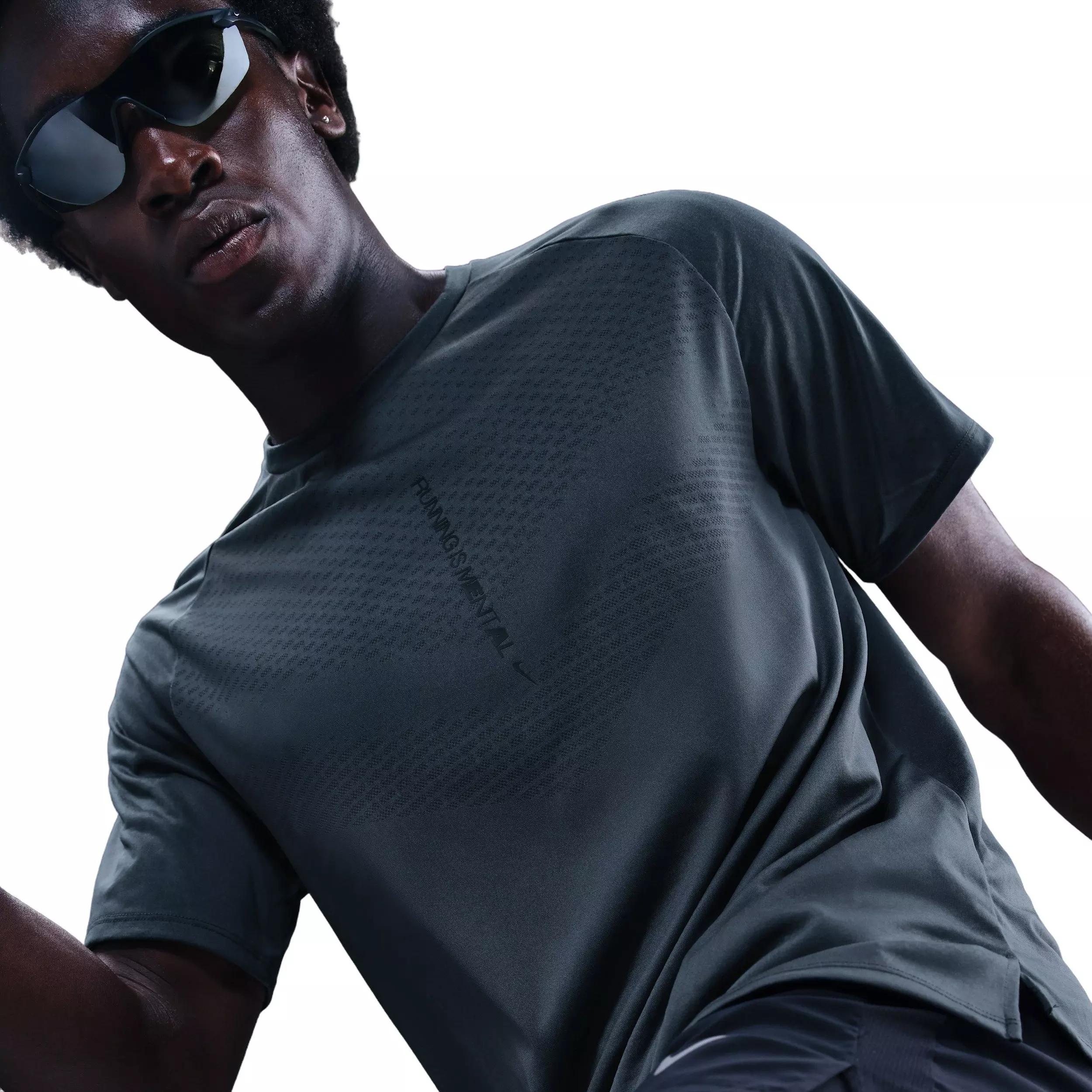 Nike Men's Stride Dri-FIT ADV SS Running Top with Reflective Design Accents - BLUE