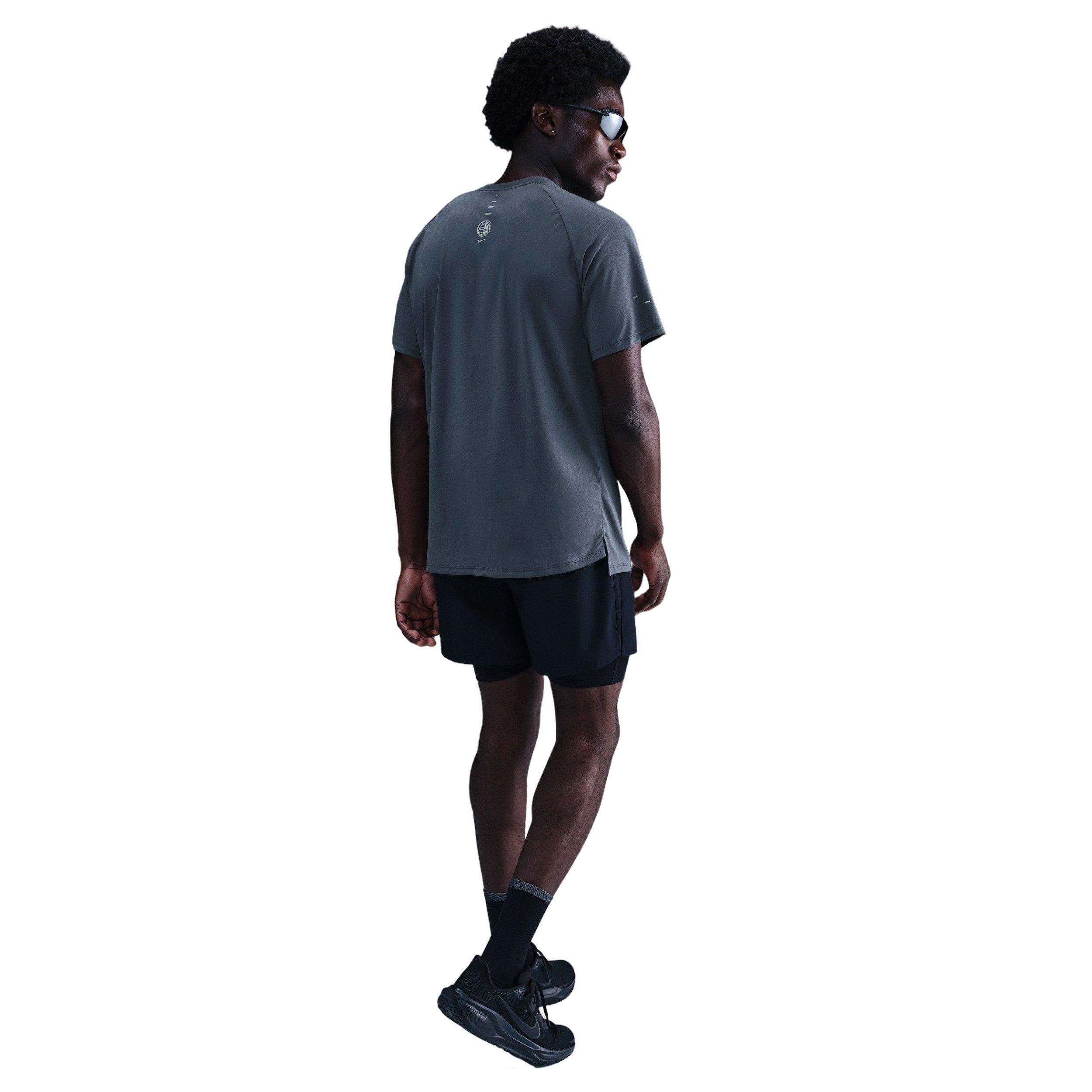 Nike Men's Stride Dri-FIT ADV SS Running Top with Reflective Design Accents - BLUE Thumbnail View 5