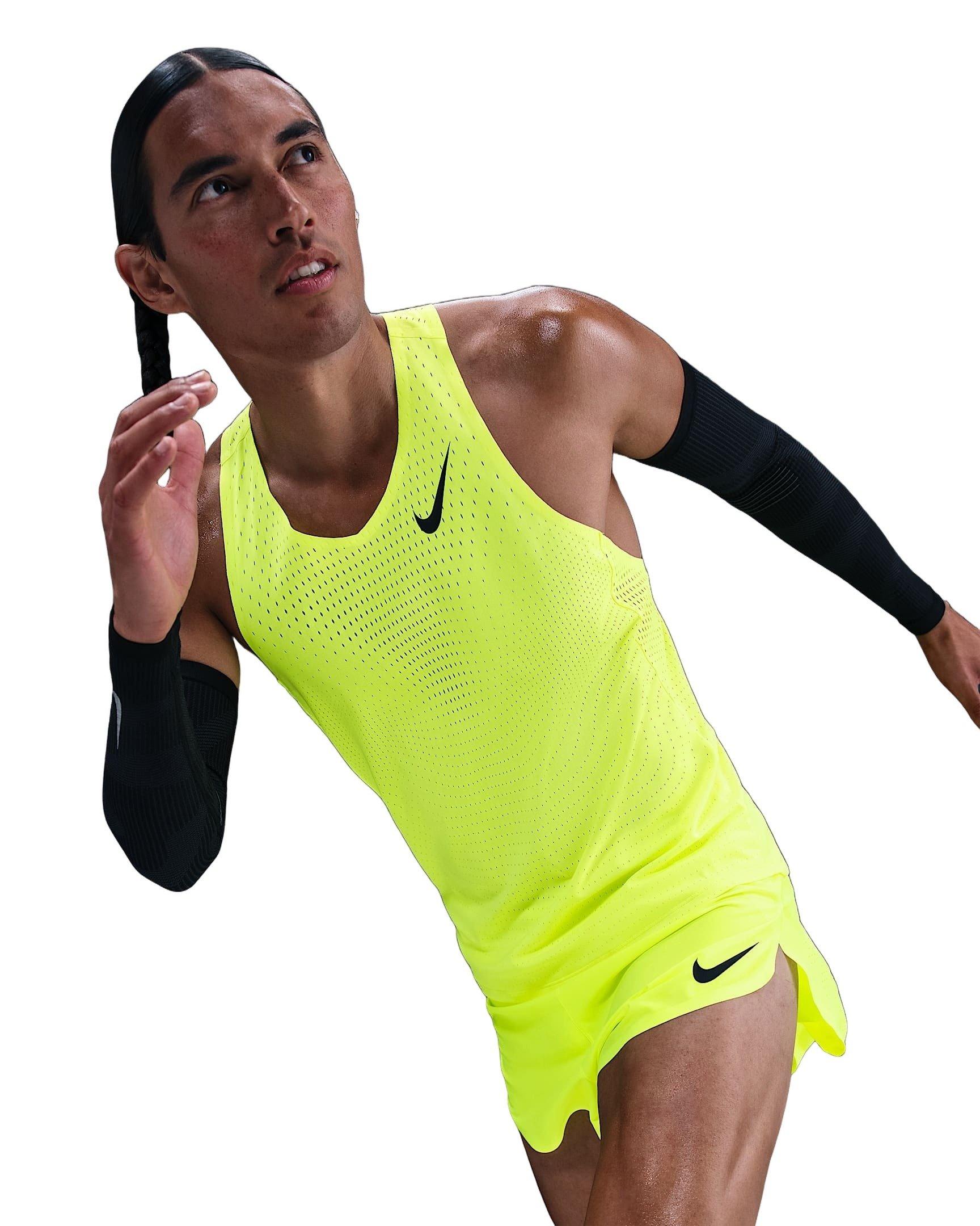 Nike Men's AeroSwift Dri-FIT ADV Running Vest - Volt - VOLT Thumbnail View 3