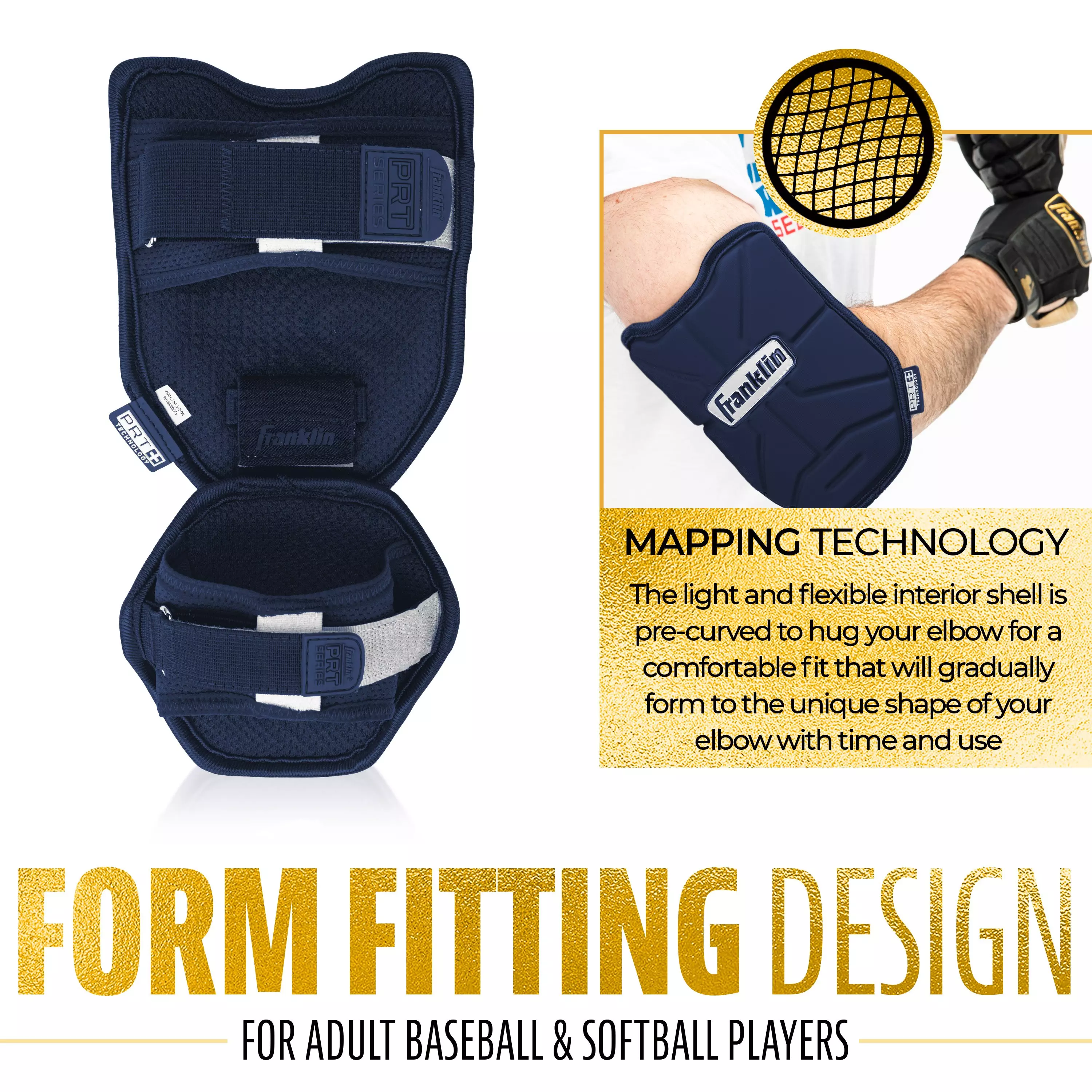 Franklin Sports Adult PRT Protective Elbow Guard - Navy - NAVY