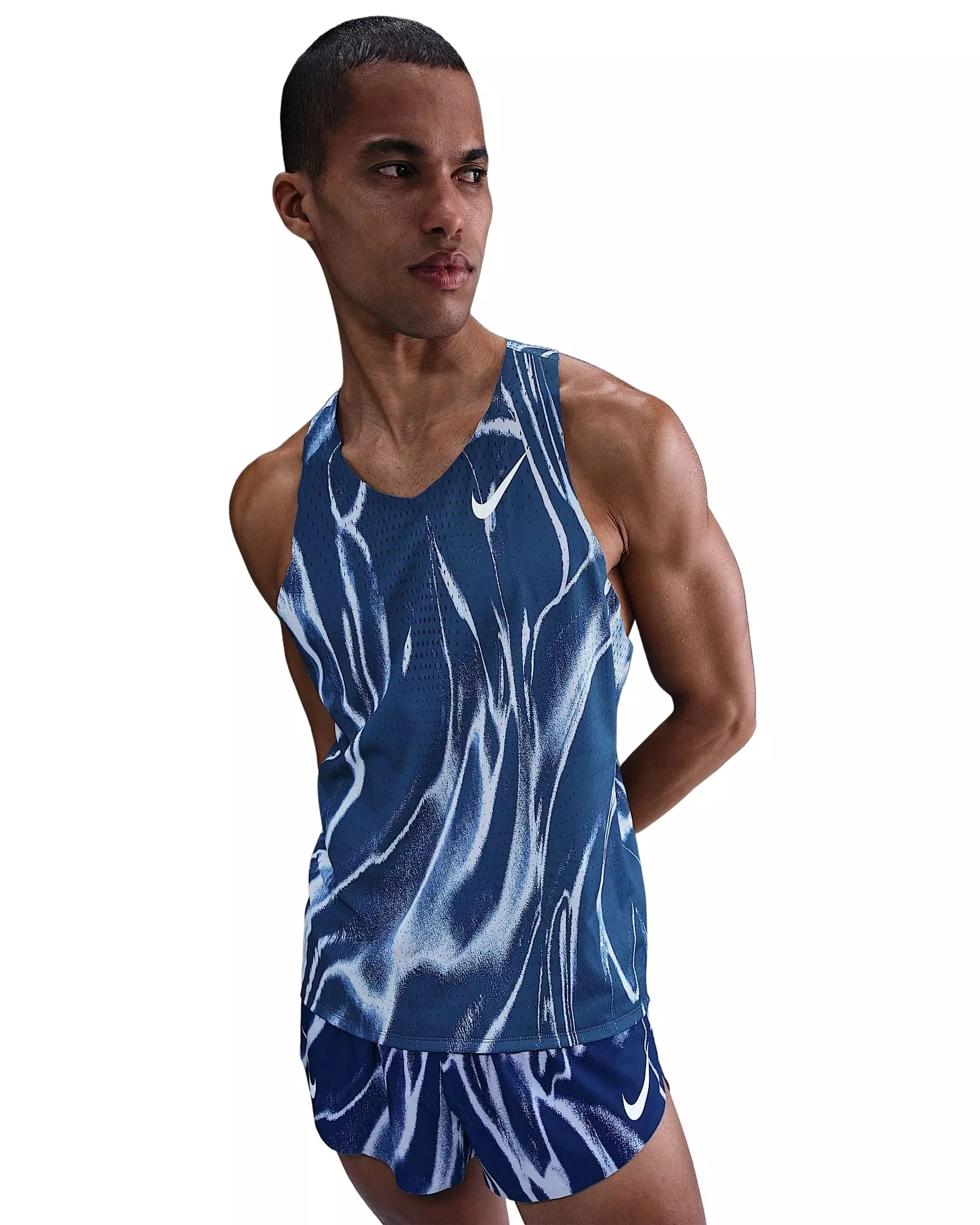 Nike Men's AeroSwift Dri-FIT ADV Running Singlet - Green/Black - BLUE