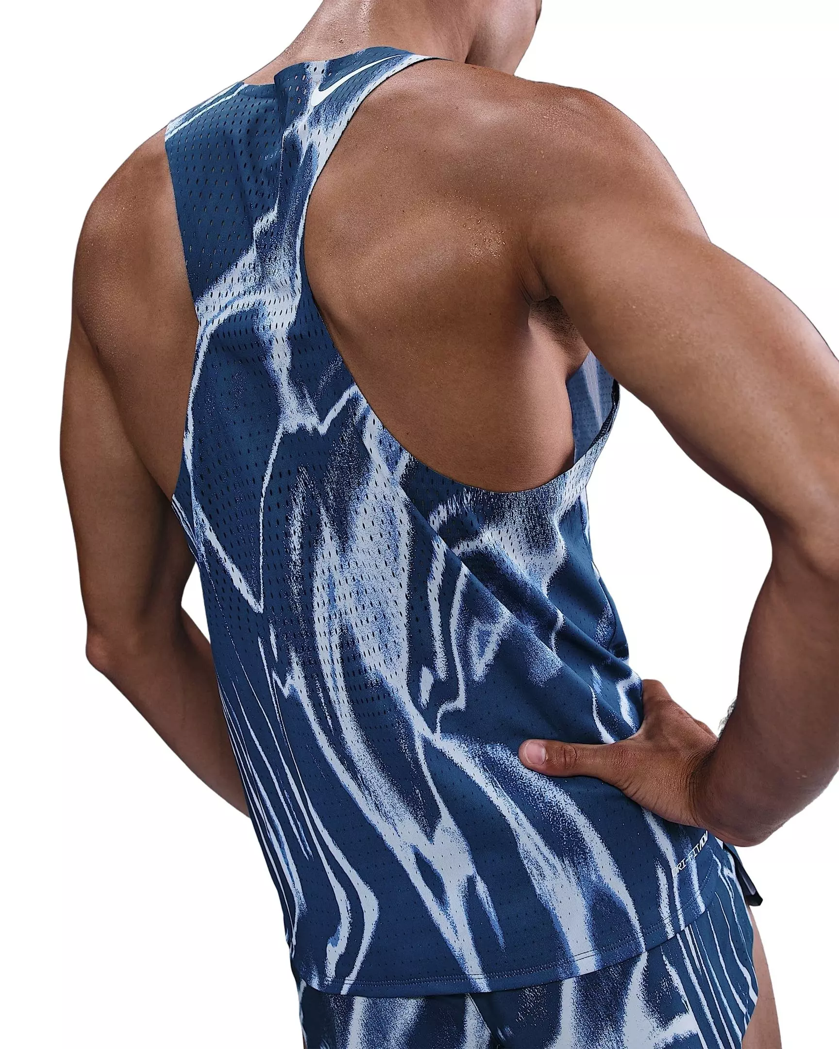 Nike Men's AeroSwift Dri-FIT ADV Running Singlet - Green/Black - BLUE