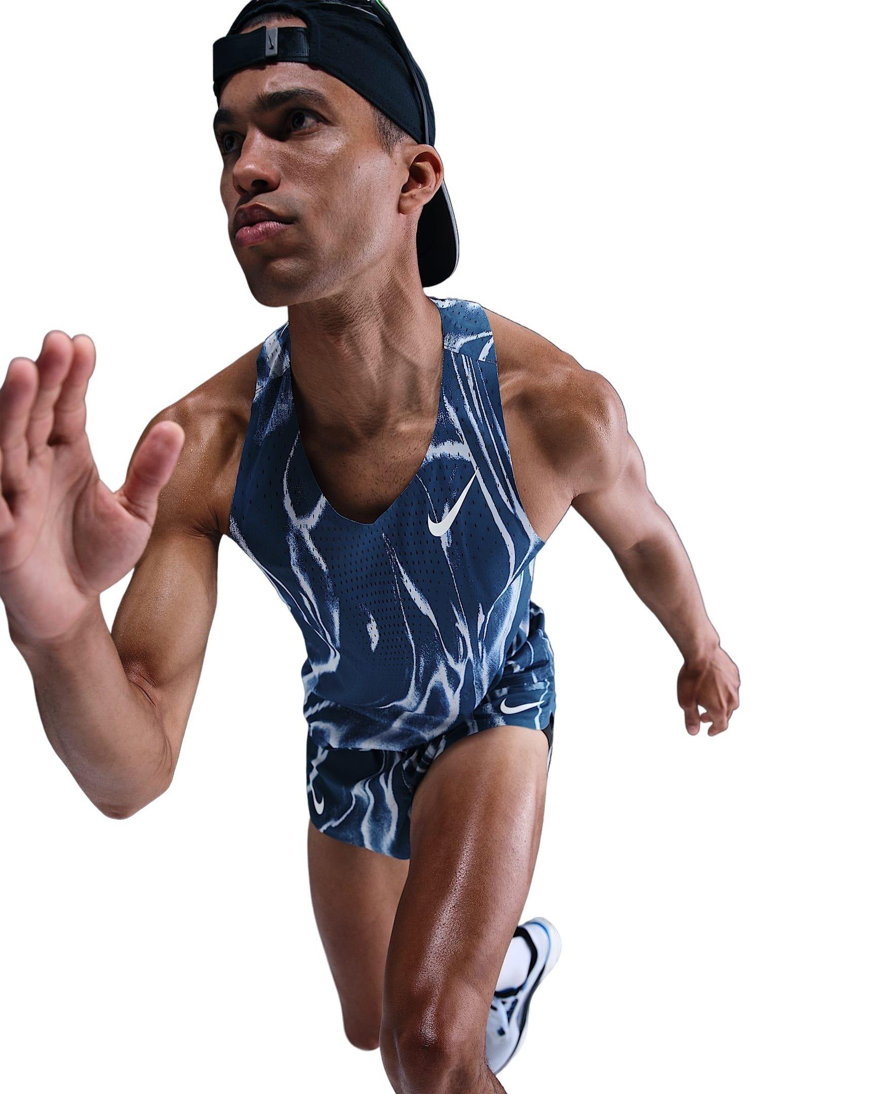 Nike Men's AeroSwift Dri-FIT ADV Running Singlet - BLUE Thumbnail View 3