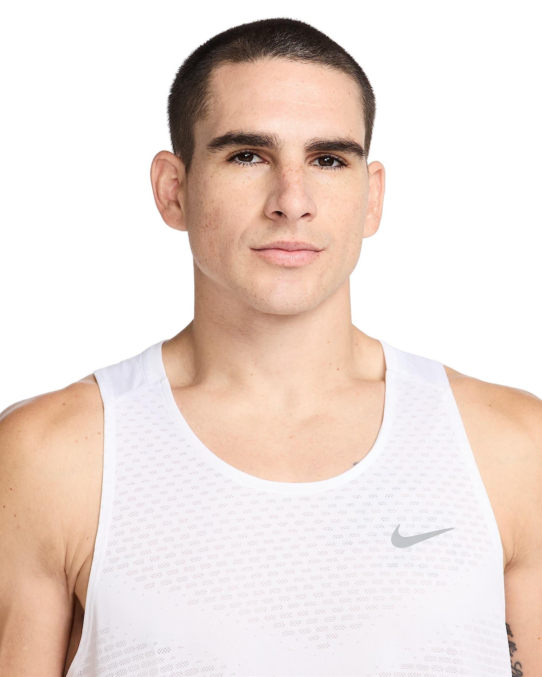 Nike Men's Stride ADV Dri-FIT Running Tank Top - WHITE Thumbnail View 3