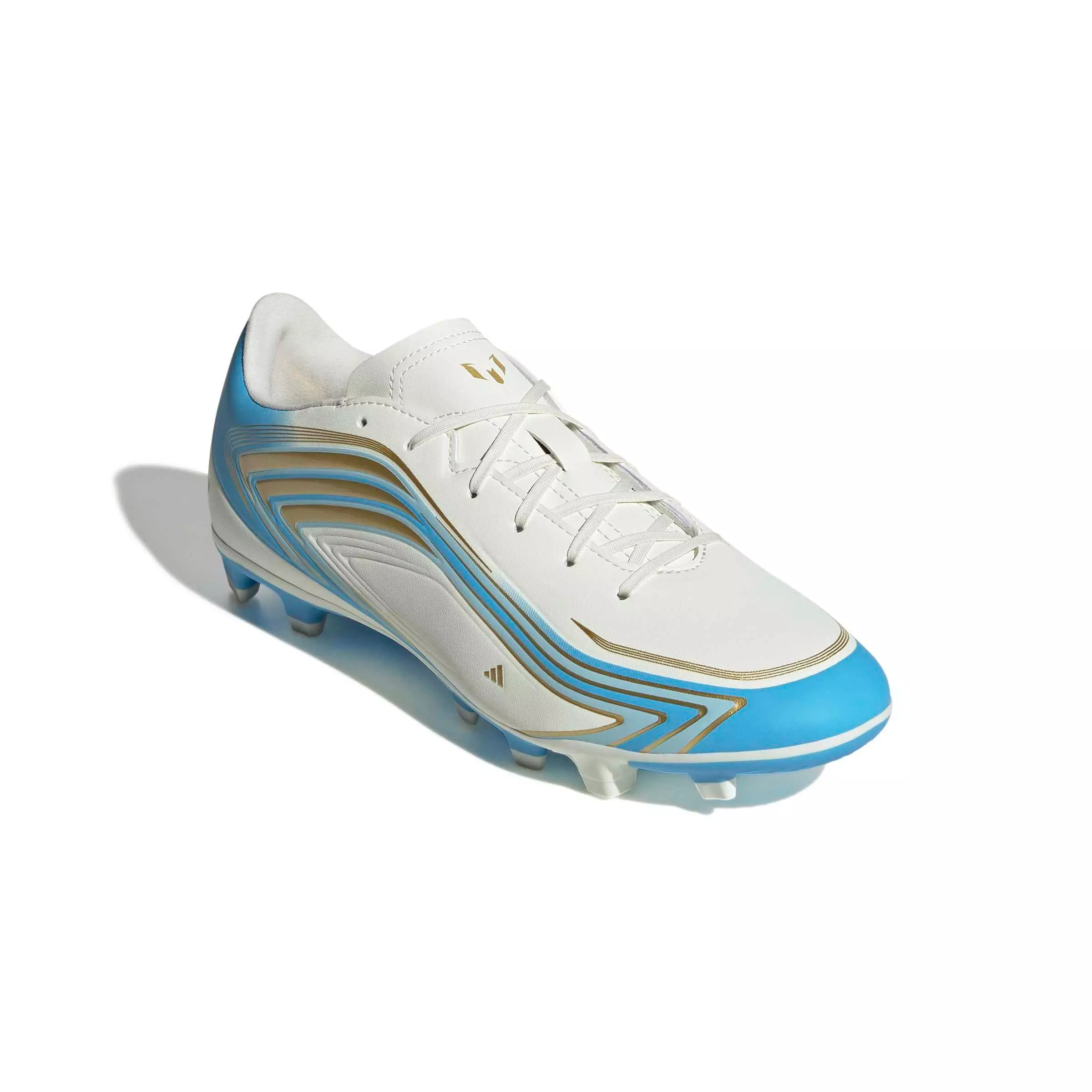 adidas F50 Messi Club MG "Ivory/Semi Blue Burst/Icey Blue" Men's Soccer Cleat - IVORY/BLUE/BLUE