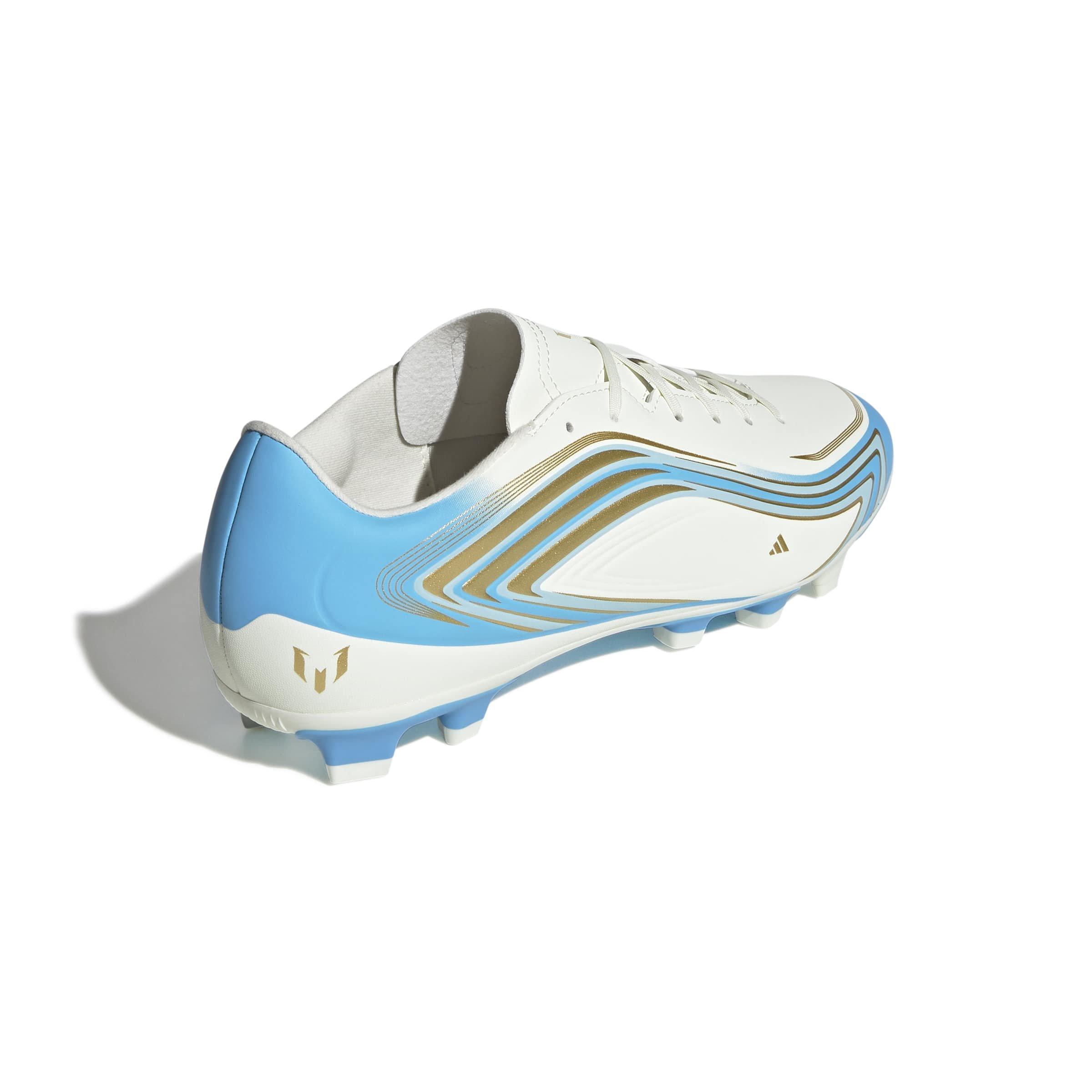 adidas F50 Messi Club MG "Ivory/Semi Blue Burst/Icey Blue" Men's Soccer Cleat - IVORY/BLUE/BLUE