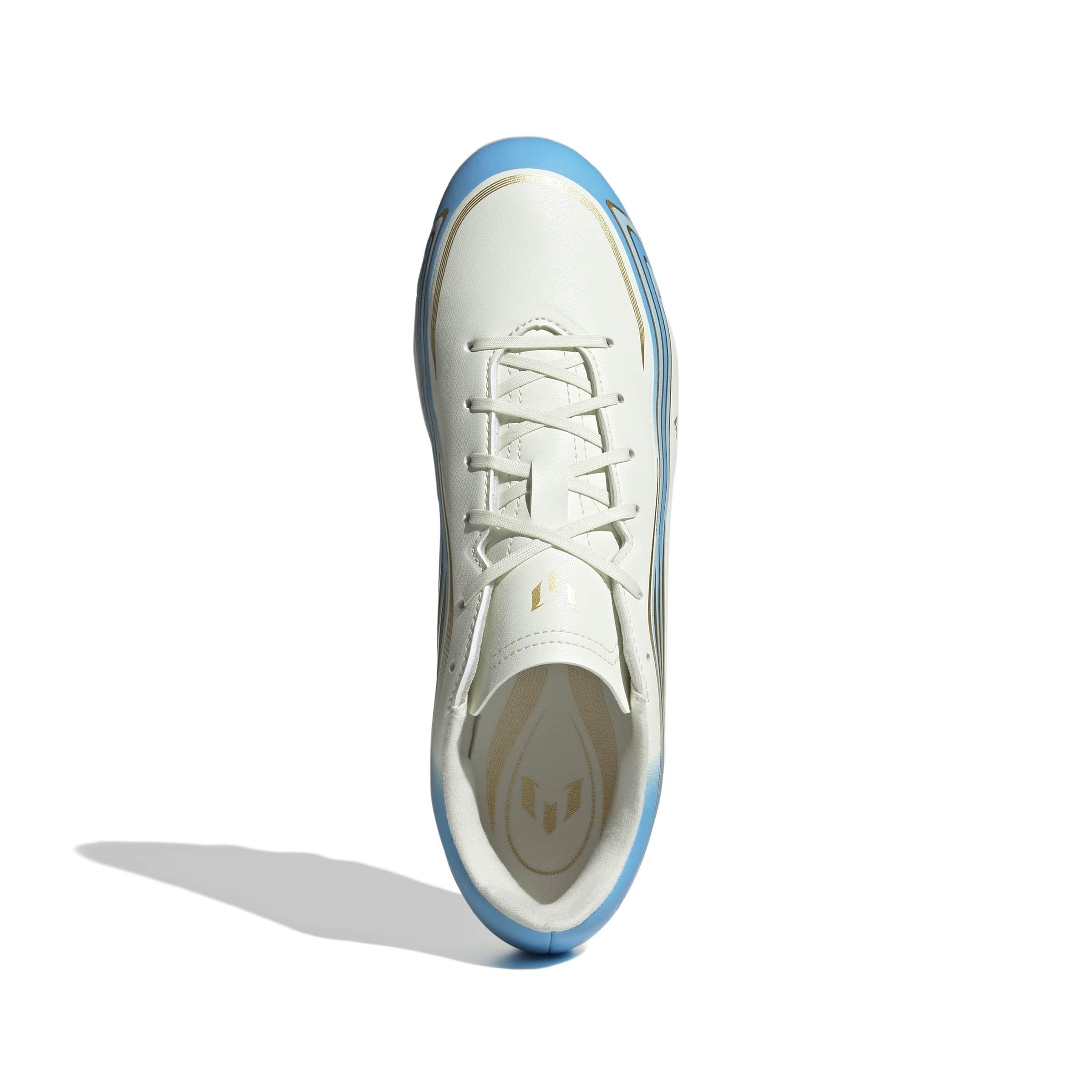 adidas F50 Messi Club MG "Ivory/Semi Blue Burst/Icey Blue" Men's Soccer Cleat - IVORY/BLUE/BLUE