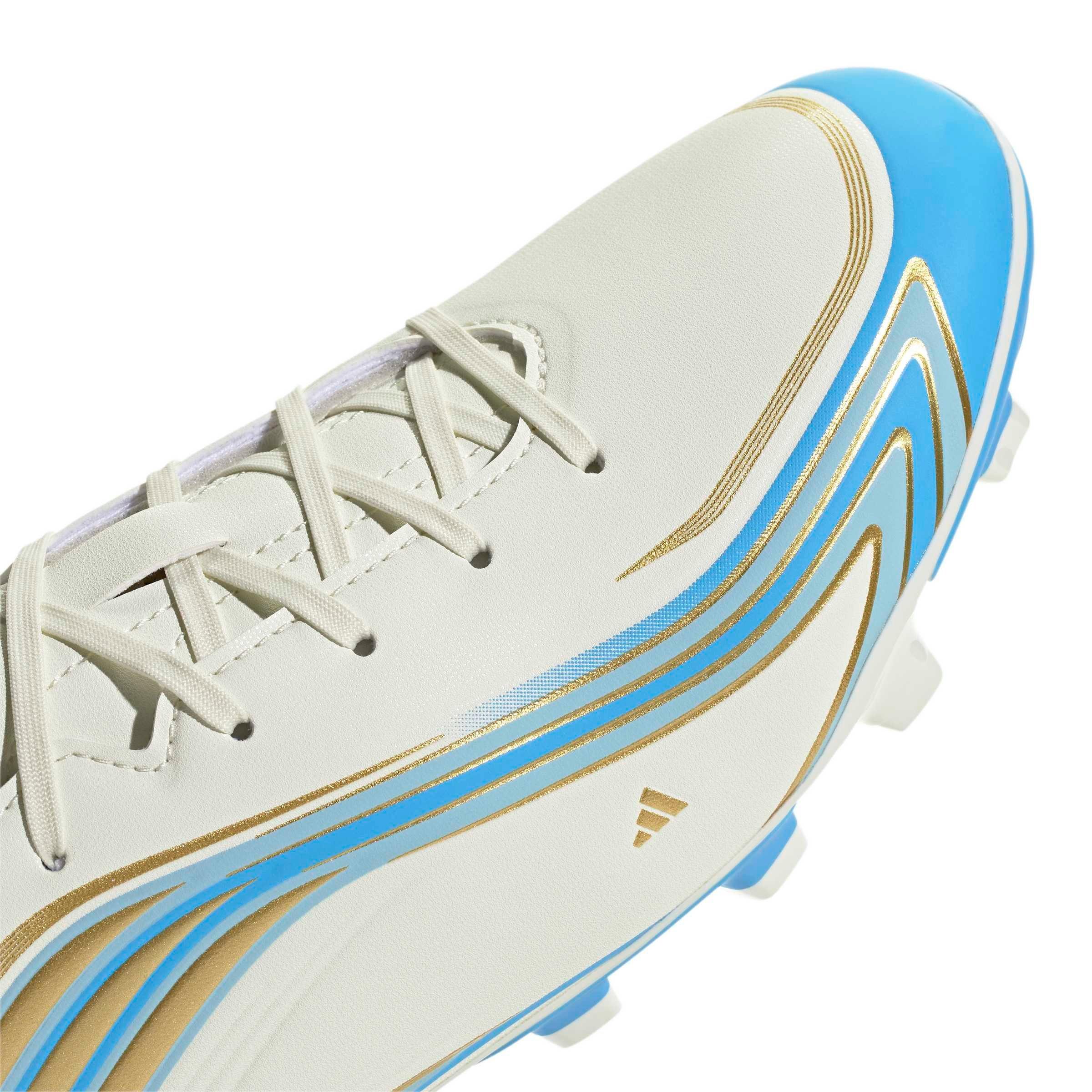 adidas F50 Messi Club MG "Ivory/Semi Blue Burst/Icey Blue" Men's Soccer Cleat - IVORY/BLUE/BLUE
