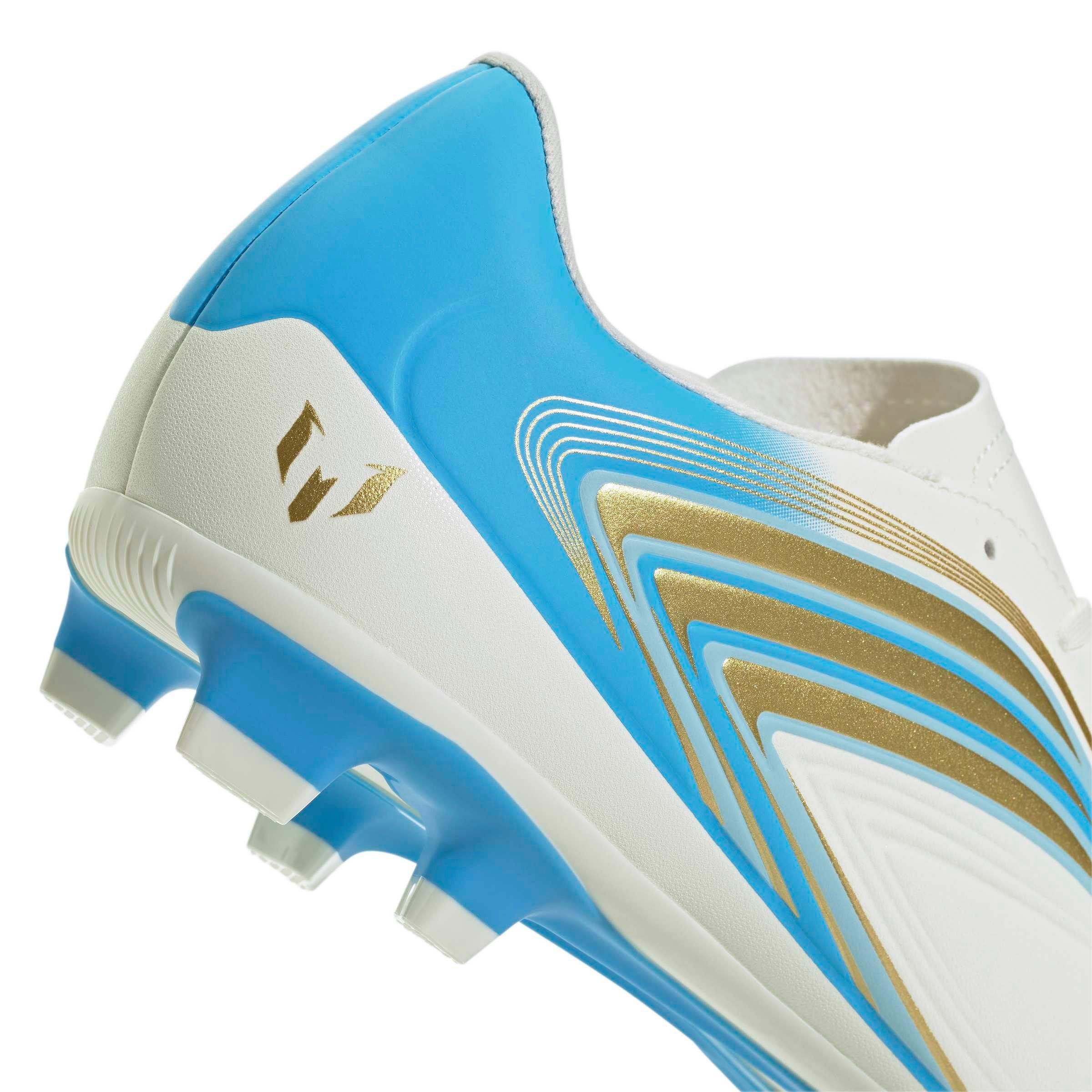 adidas F50 Messi Club MG "Ivory/Semi Blue Burst/Icey Blue" Men's Soccer Cleat - IVORY/BLUE/BLUE