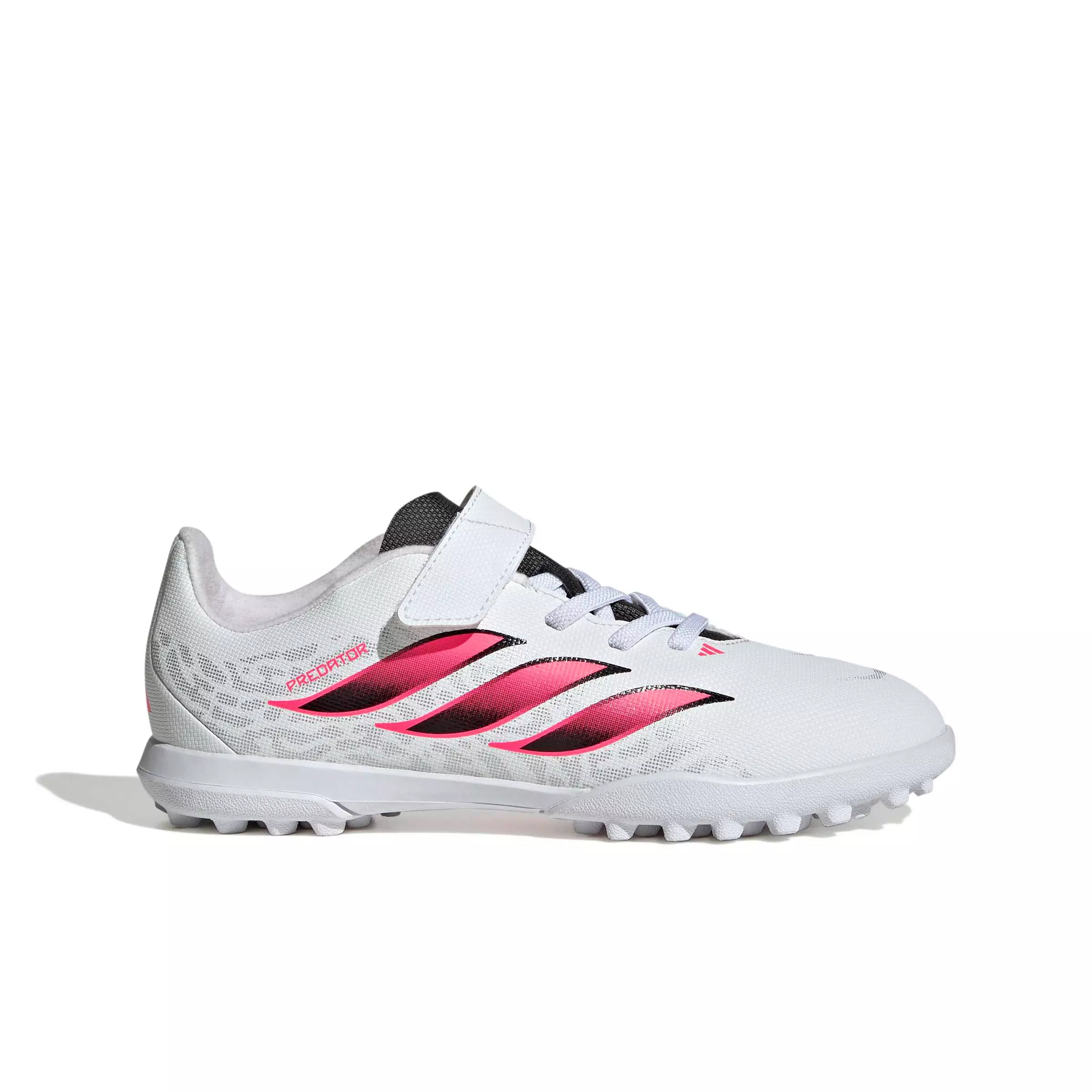 adidas Predator Club Hook & Loop Turf "White/Solar Turbo/Core Black" Grade School Kids' Soccer Shoe - WHITE/SOLAR/BLACK