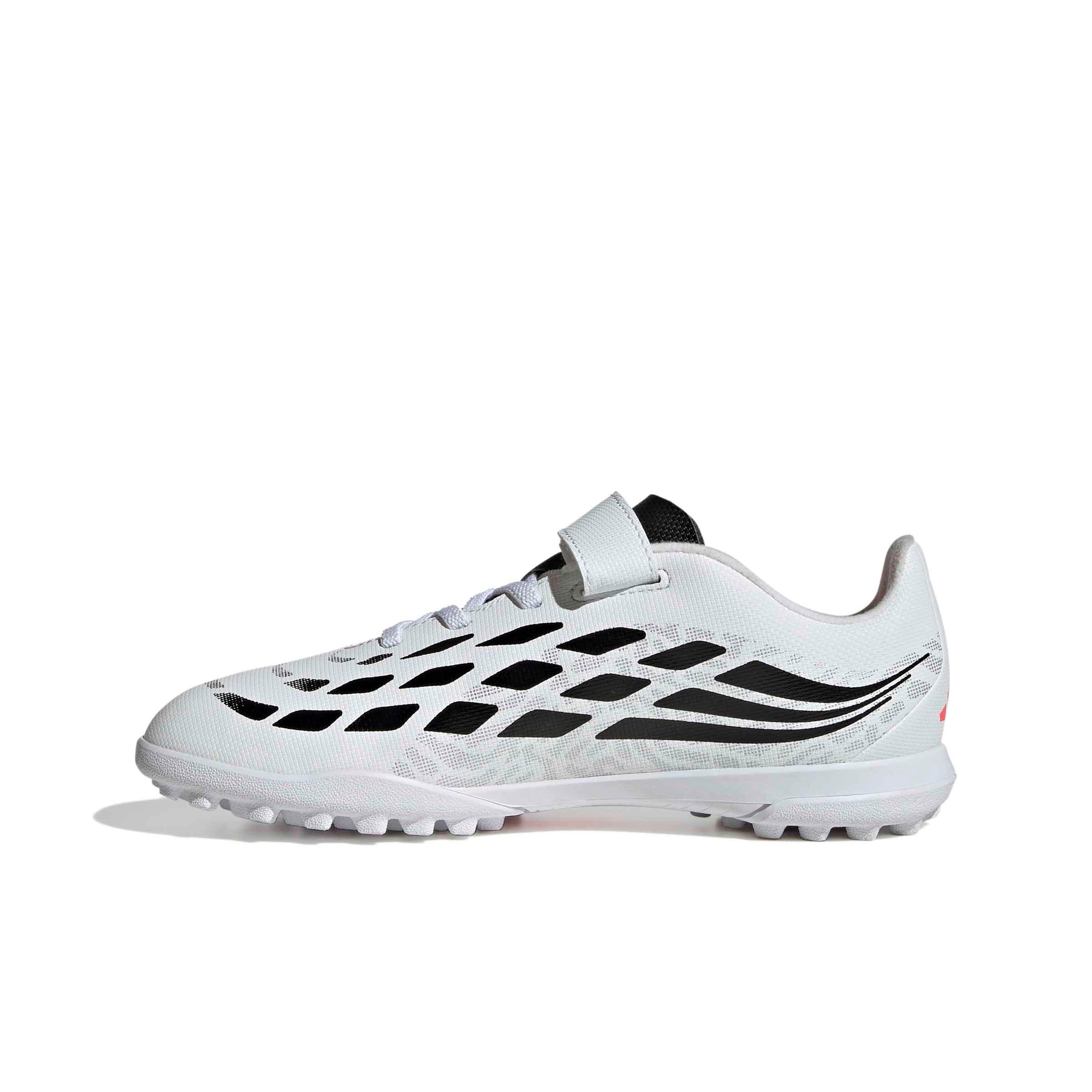 adidas Predator Club Hook & Loop Turf "White/Solar Turbo/Core Black" Grade School Kids' Soccer Shoe - WHITE/SOLAR/BLACK