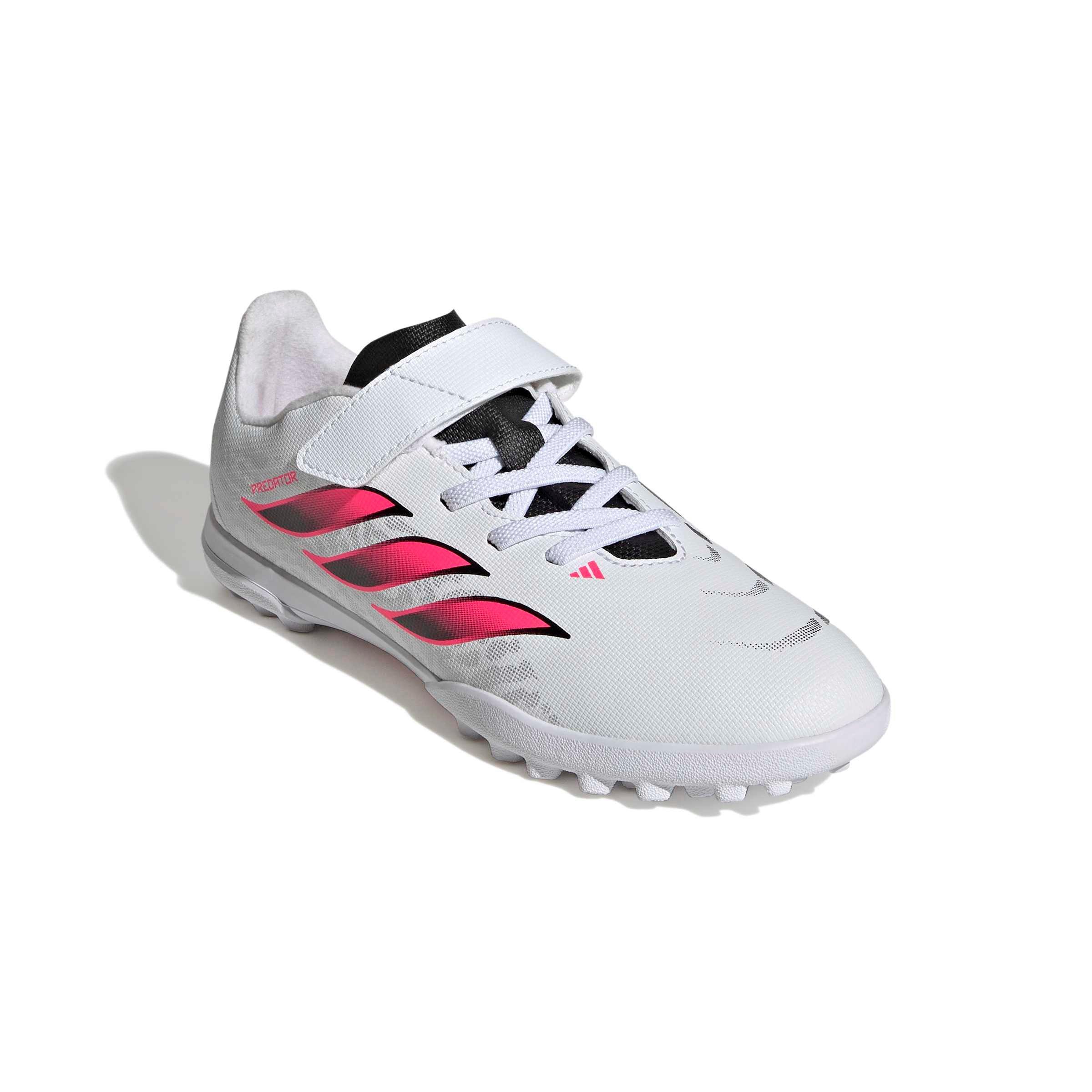 adidas Predator Club Hook & Loop Turf "White/Solar Turbo/Core Black" Grade School Kids' Soccer Shoe - WHITE/SOLAR/BLACK