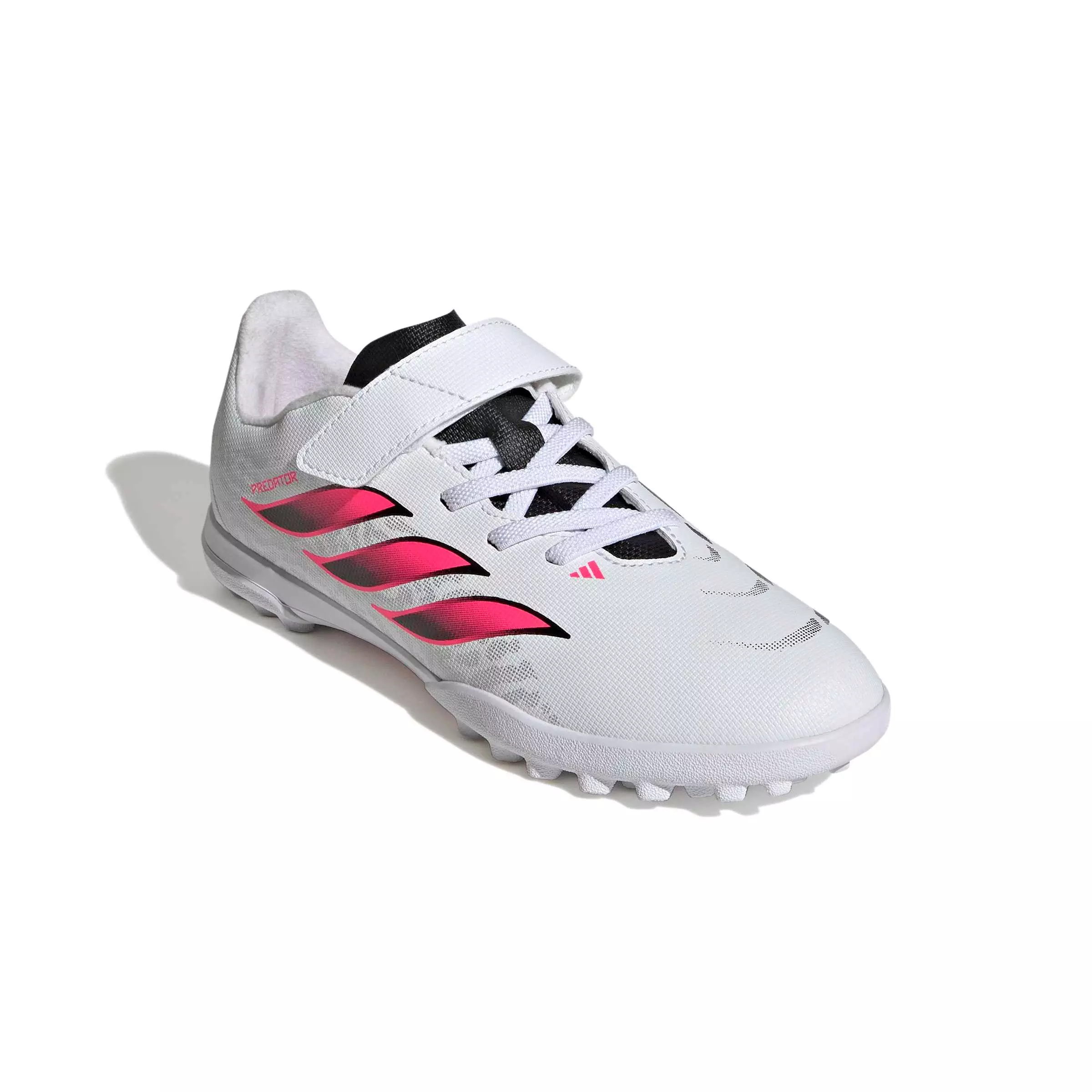 adidas Predator Club Hook & Loop Turf "White/Solar Turbo/Core Black" Grade School Kids' Soccer Shoe - WHITE/SOLAR/BLACK
