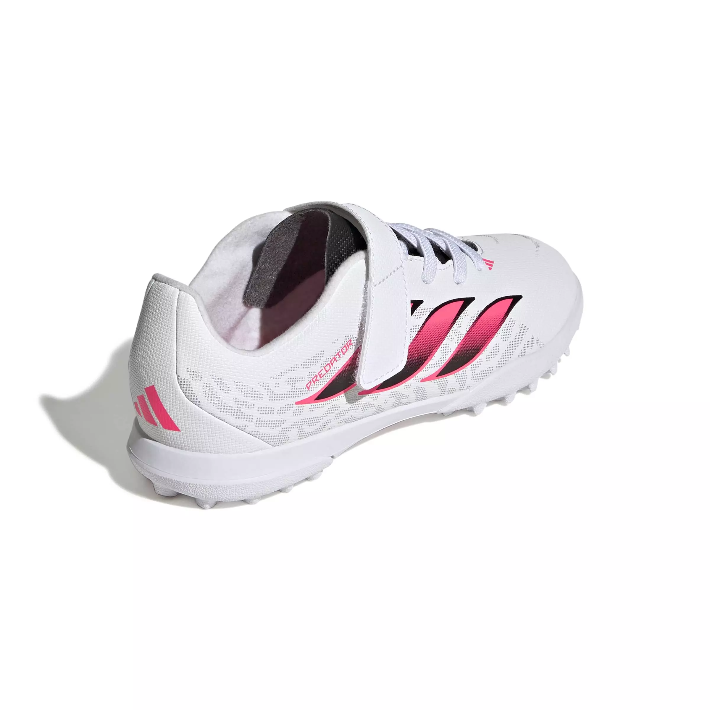 adidas Predator Club Hook & Loop Turf "White/Solar Turbo/Core Black" Grade School Kids' Soccer Shoe - WHITE/SOLAR/BLACK