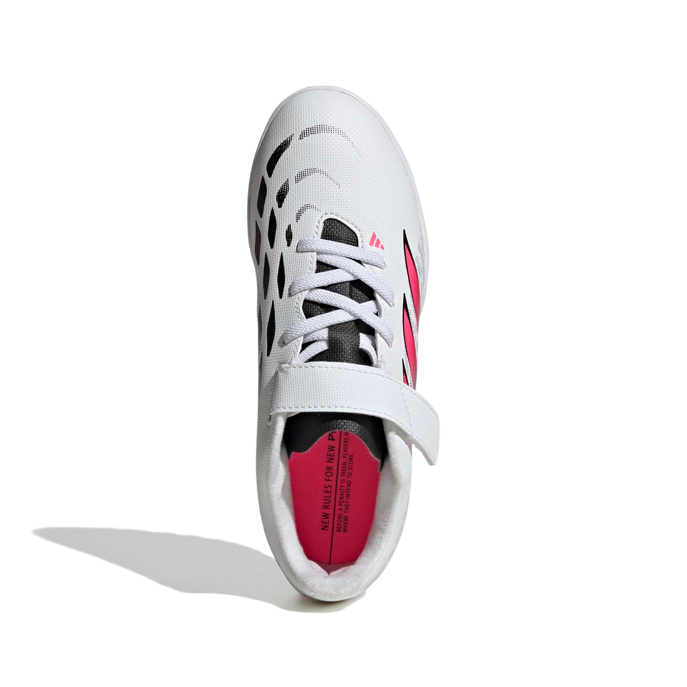 adidas Predator Club Hook & Loop Turf "White/Solar Turbo/Core Black" Grade School Kids' Soccer Shoe - WHITE/SOLAR/BLACK