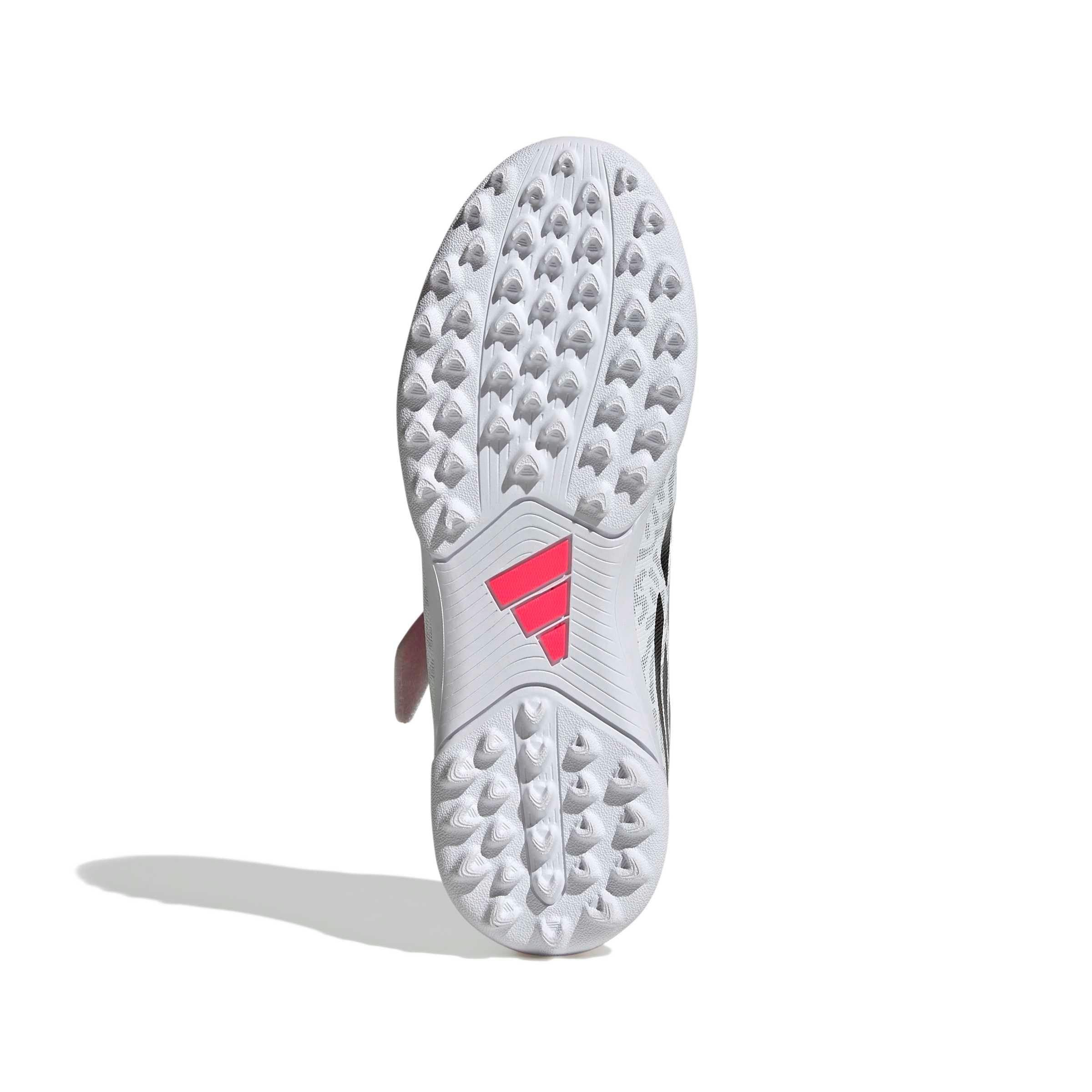 adidas Predator Club Hook & Loop Turf "White/Solar Turbo/Core Black" Grade School Kids' Soccer Shoe - WHITE/SOLAR/BLACK