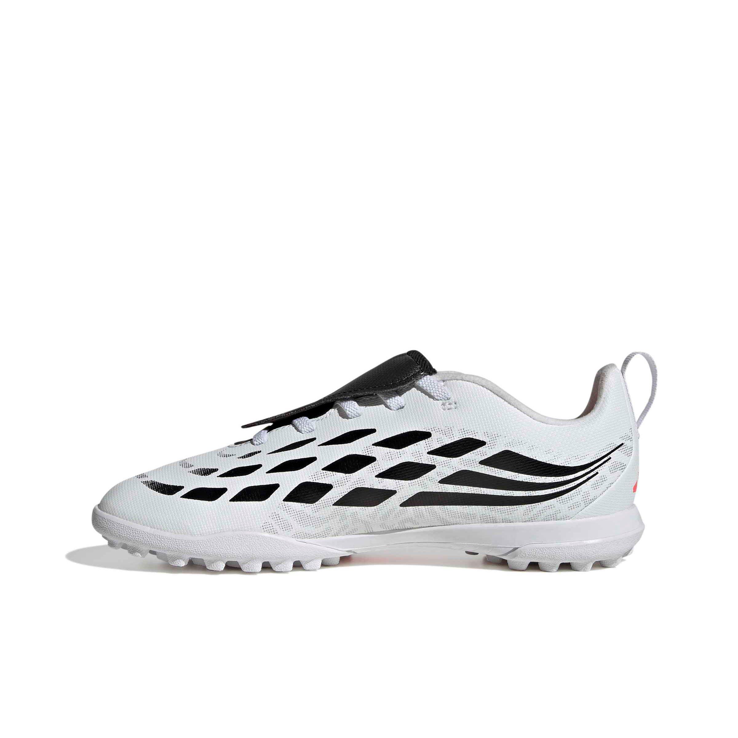 adidas Predator Club FO Tongue EL Turf "White/Solar Turbo/Core Black" Grade School Kids' Soccer Shoe - WHITE/SOLAR/BLACK