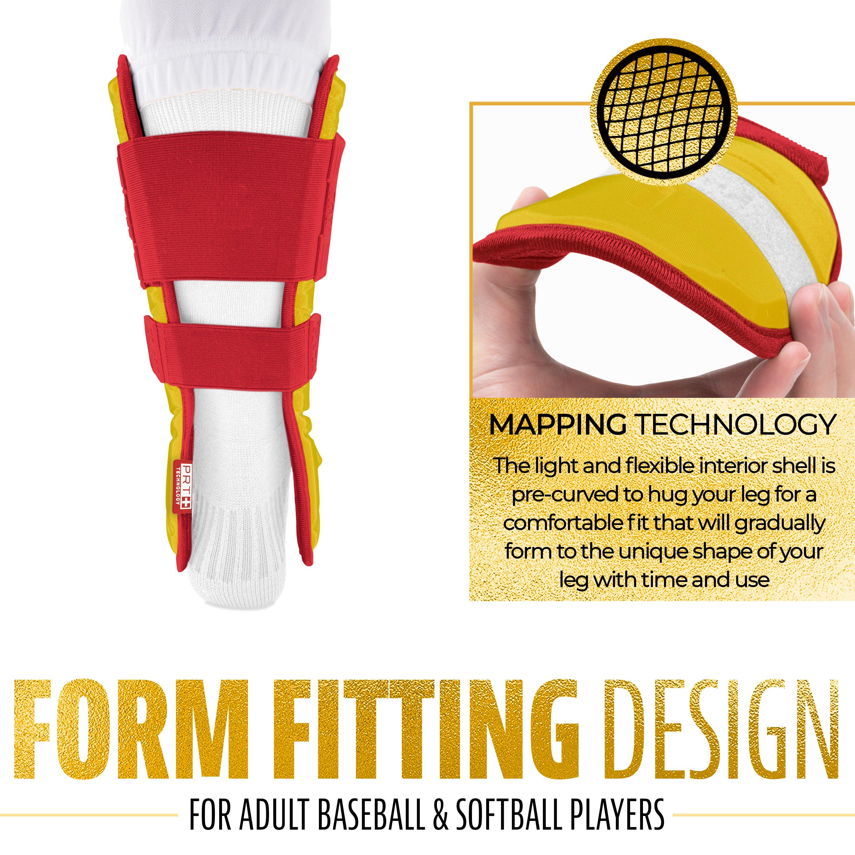 Franklin Sports Adult PRT Protective Leg Guard - Yellow/Red - YELLOW/RED Thumbnail View 7
