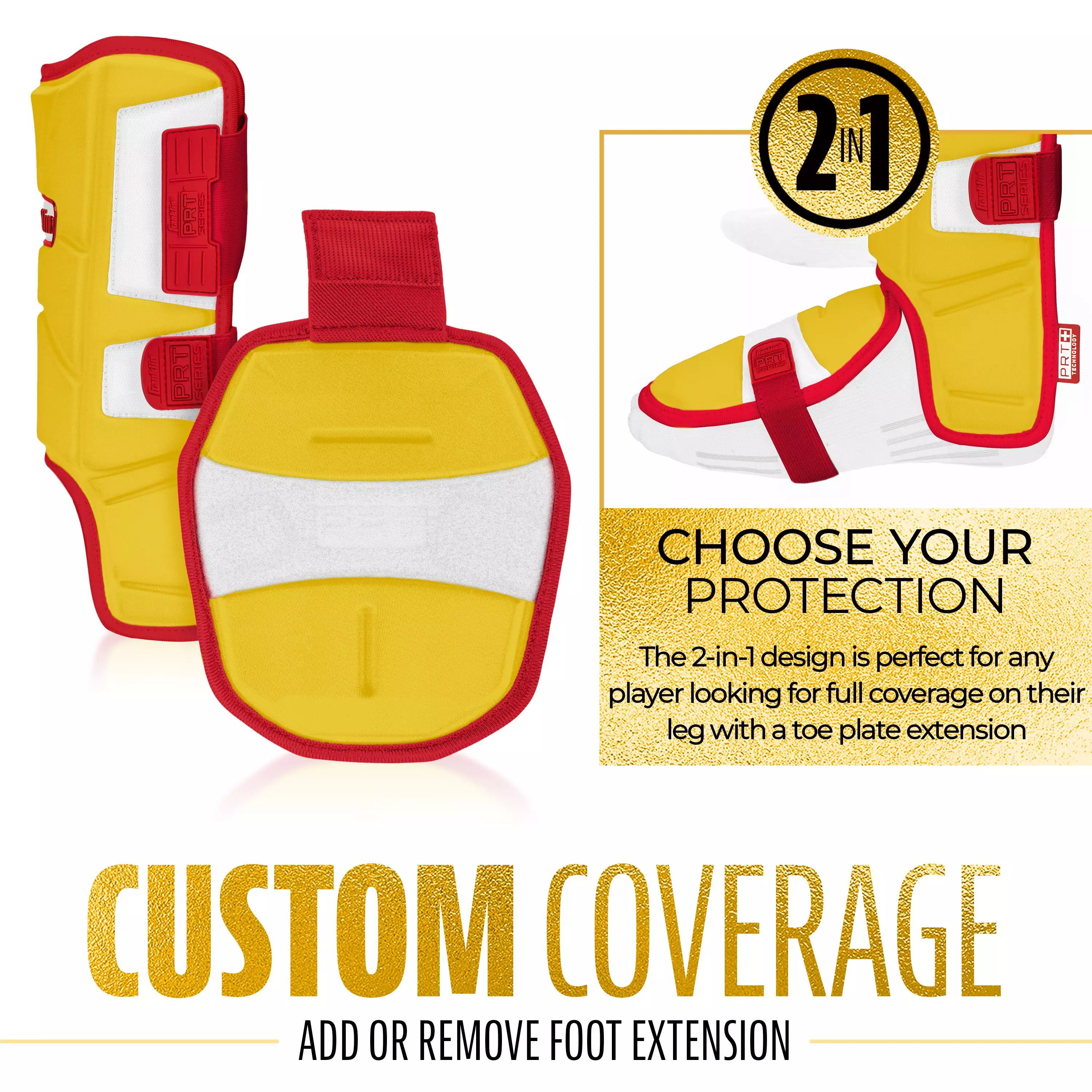 Franklin Sports Adult PRT Protective Leg Guard - Yellow/Red - YELLOW/RED
