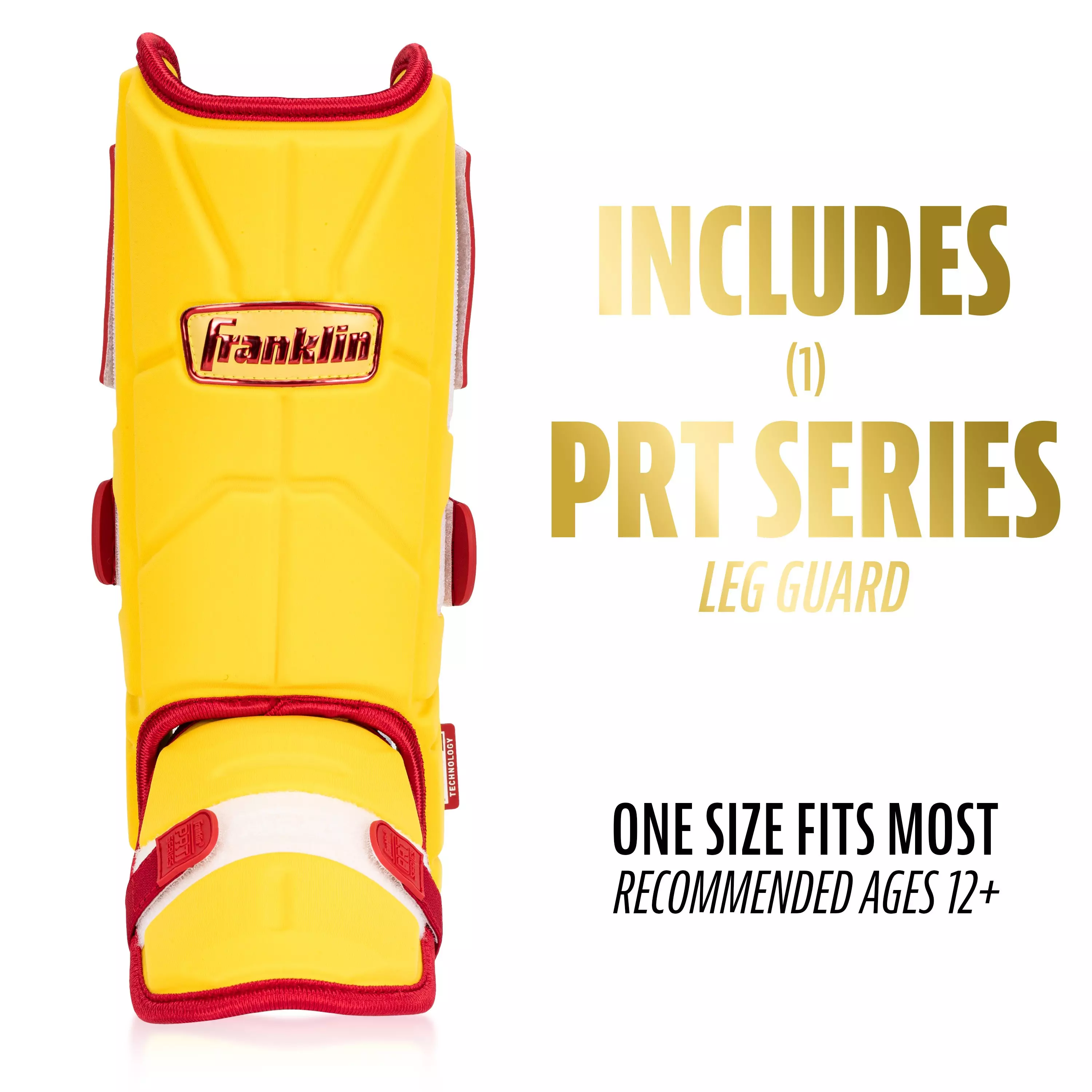 Franklin Sports Adult PRT Protective Leg Guard - Yellow/Red - YELLOW/RED