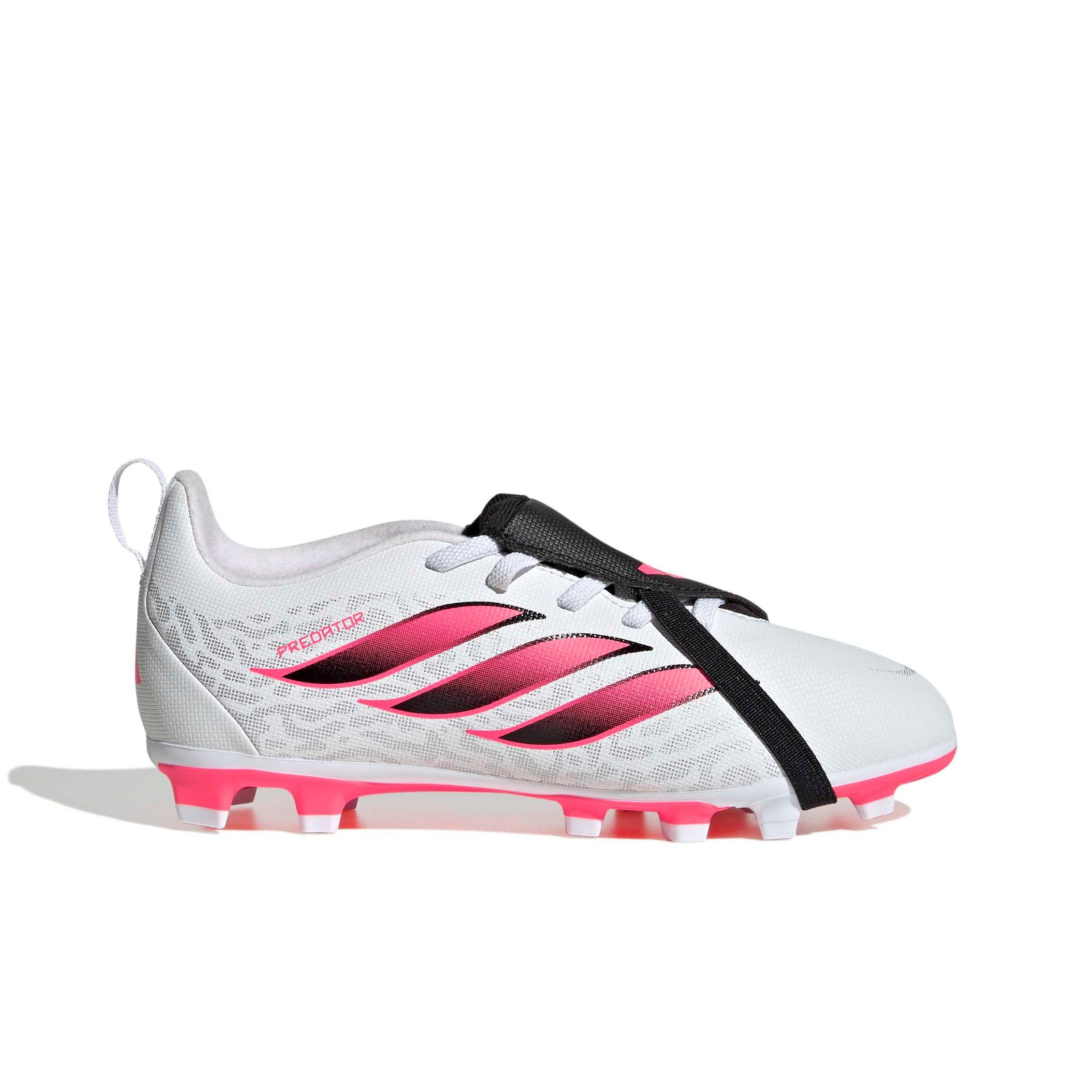 adidas Predator Club Fold-Over Tongue MG "White/Solar Turbo/Black" Grade School Kids' Soccer Cleat - WHITE/SOLAR/BLACK