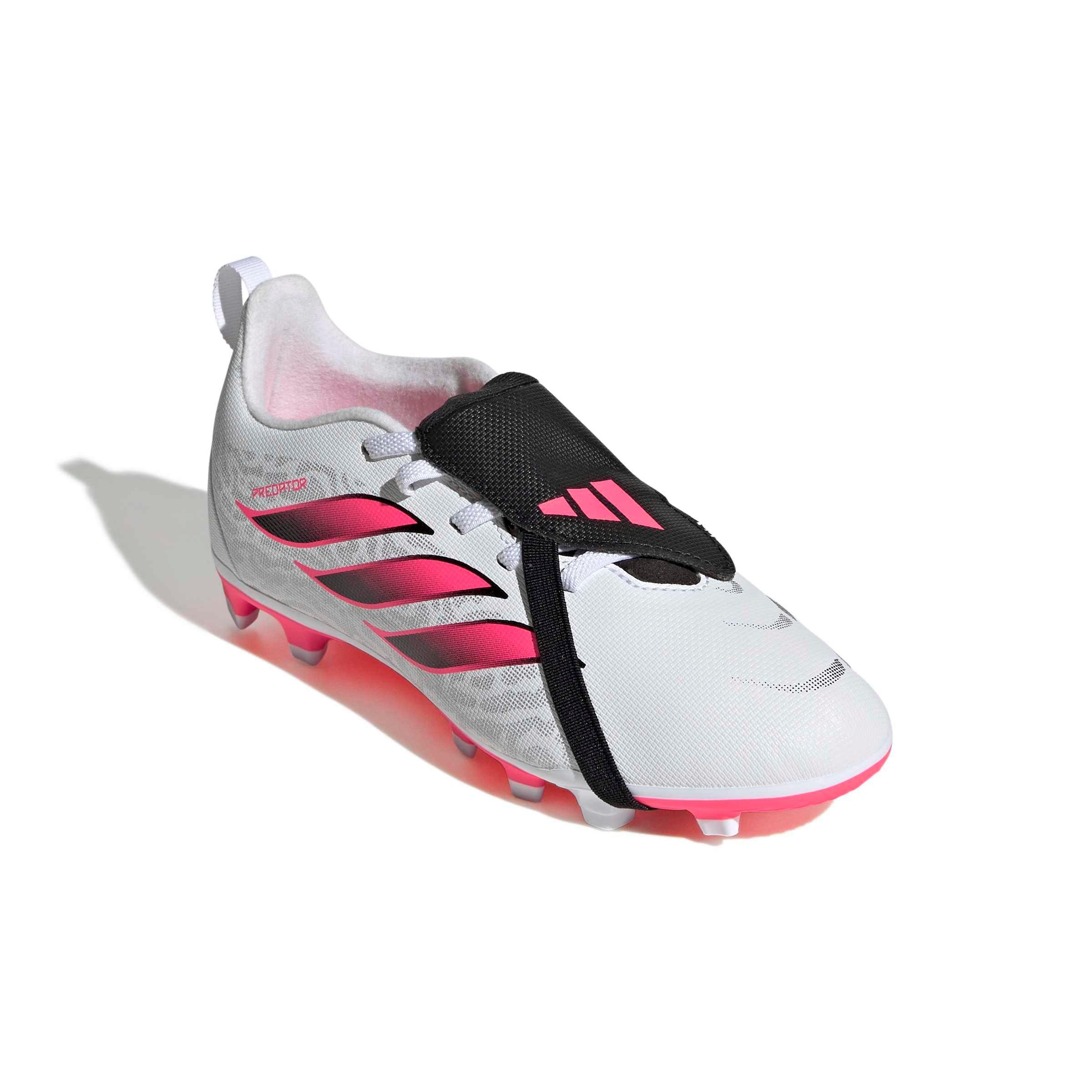 adidas Predator Club Fold-Over Tongue MG "White/Solar Turbo/Black" Grade School Kids' Soccer Cleat - WHITE/SOLAR/BLACK