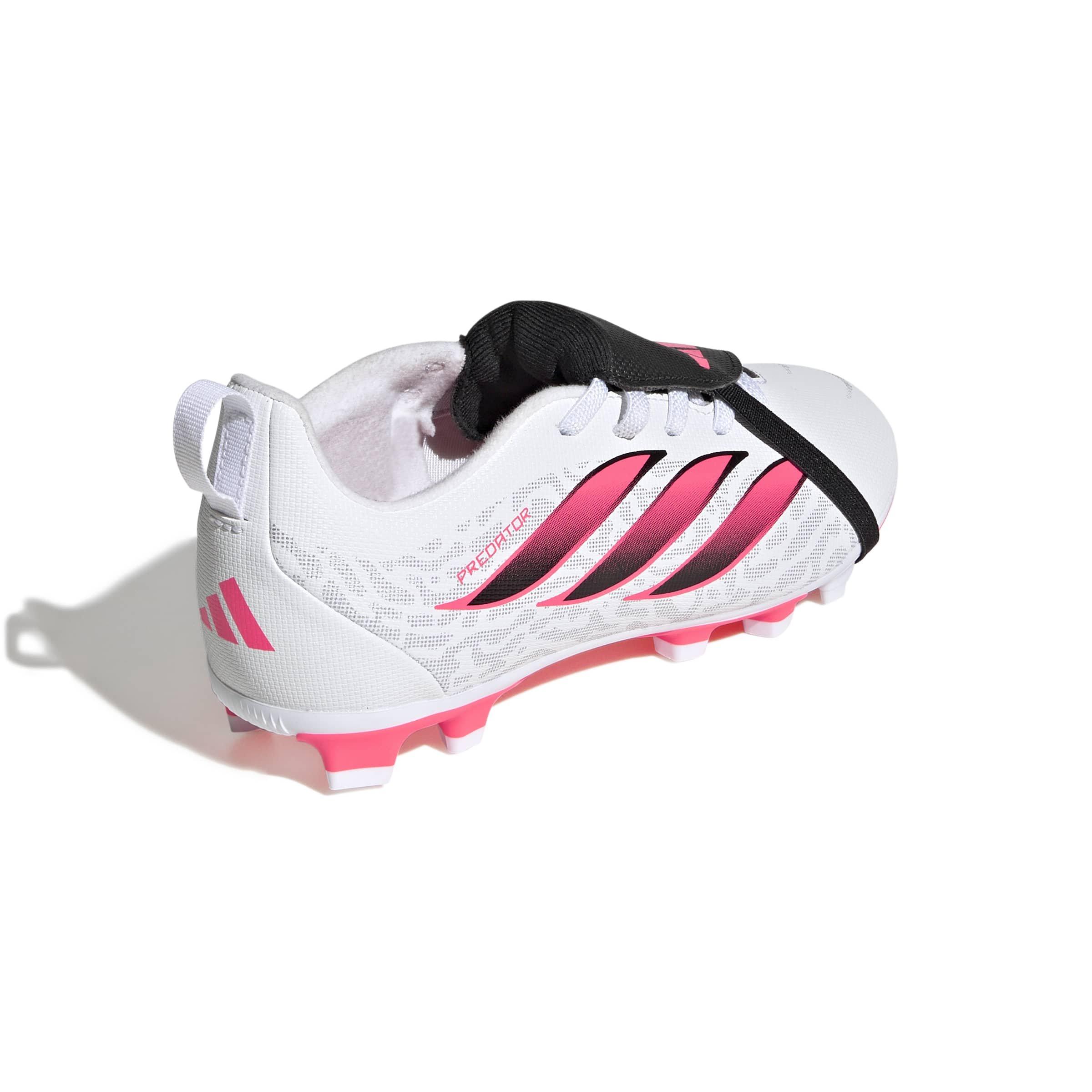 adidas Predator Club Fold-Over Tongue MG "White/Solar Turbo/Black" Grade School Kids' Soccer Cleat - WHITE/SOLAR/BLACK
