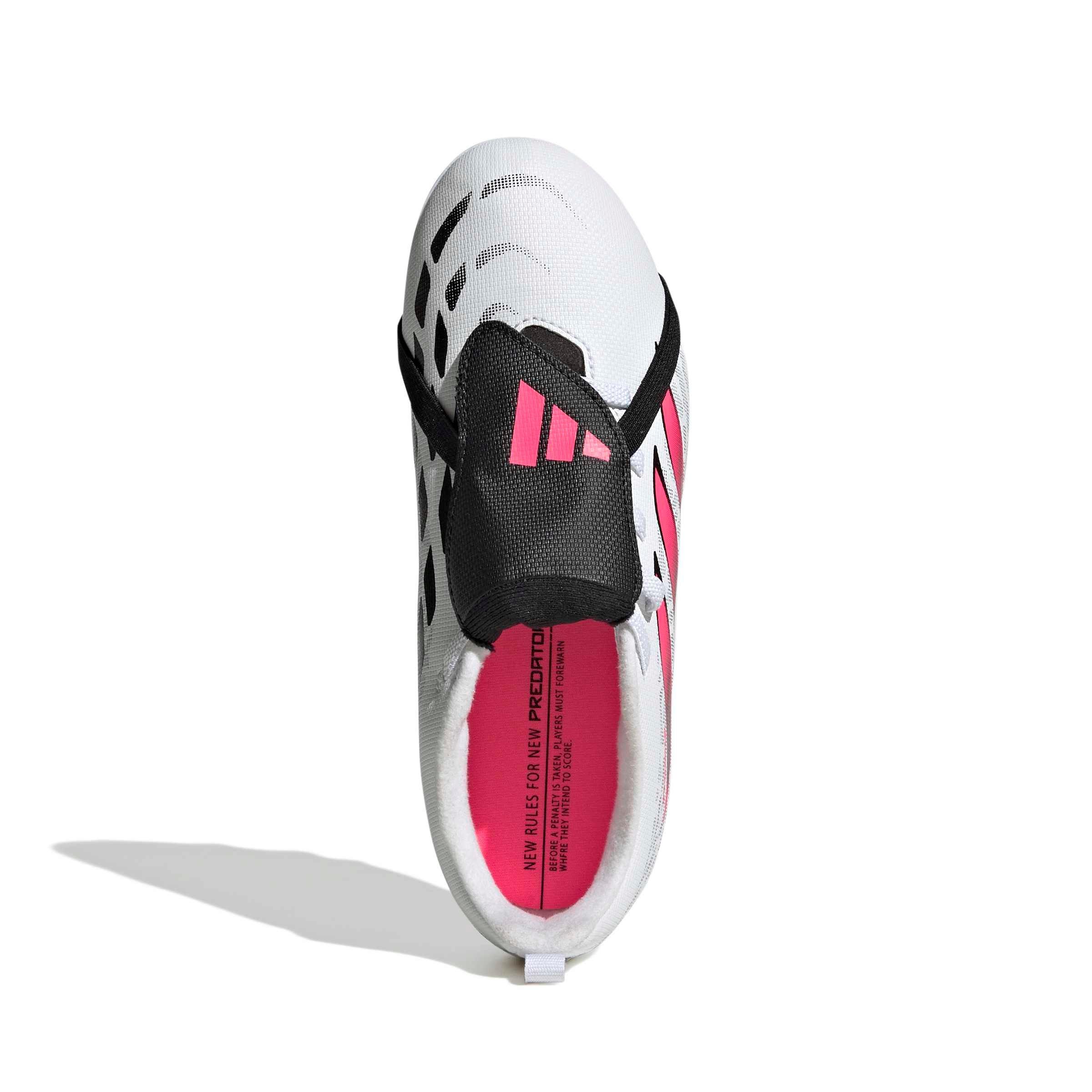 adidas Predator Club Fold-Over Tongue MG "White/Solar Turbo/Black" Grade School Kids' Soccer Cleat - WHITE/SOLAR/BLACK