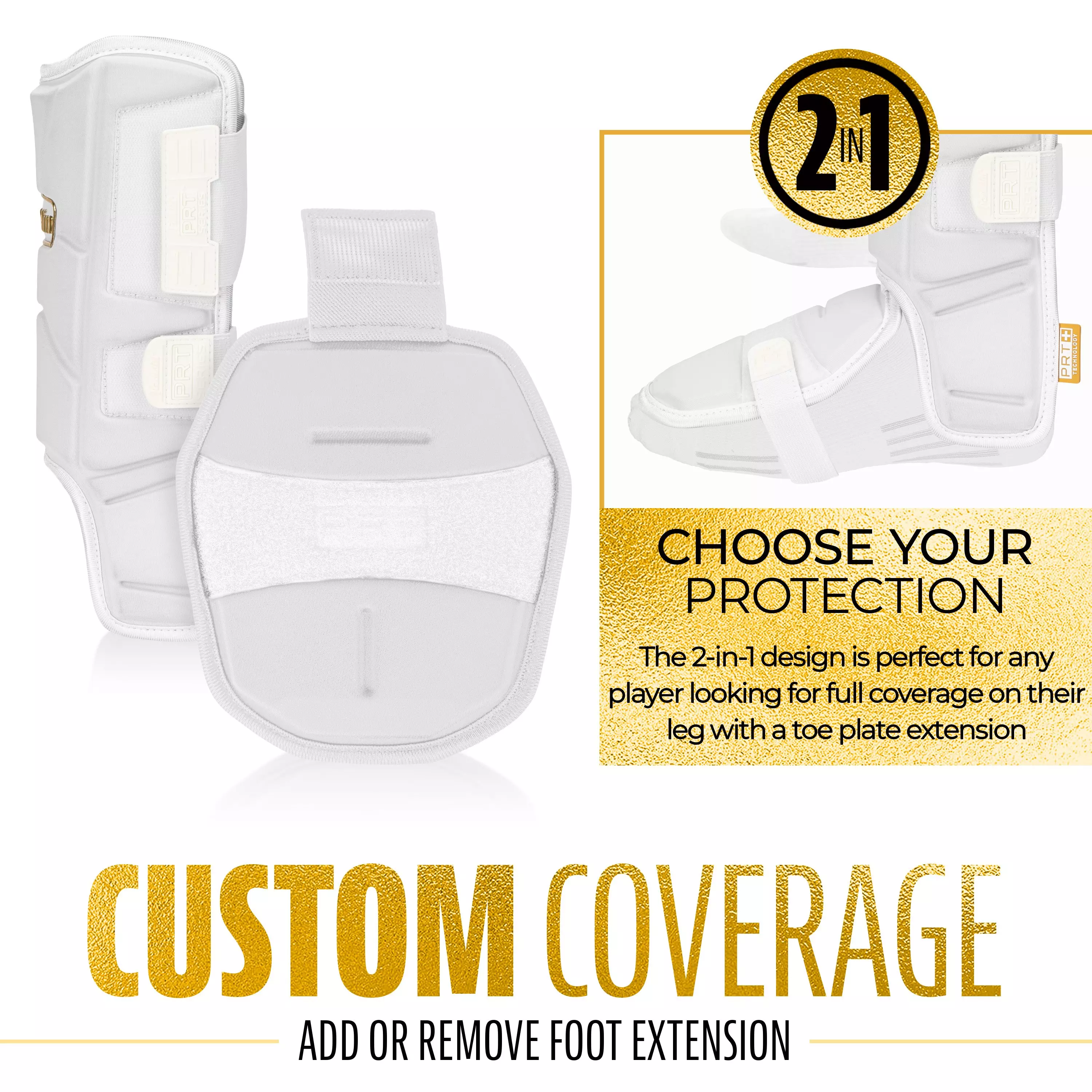 Franklin Sports Adult PRT Protective Leg Guard - White/Gold - WHITE/GOLD