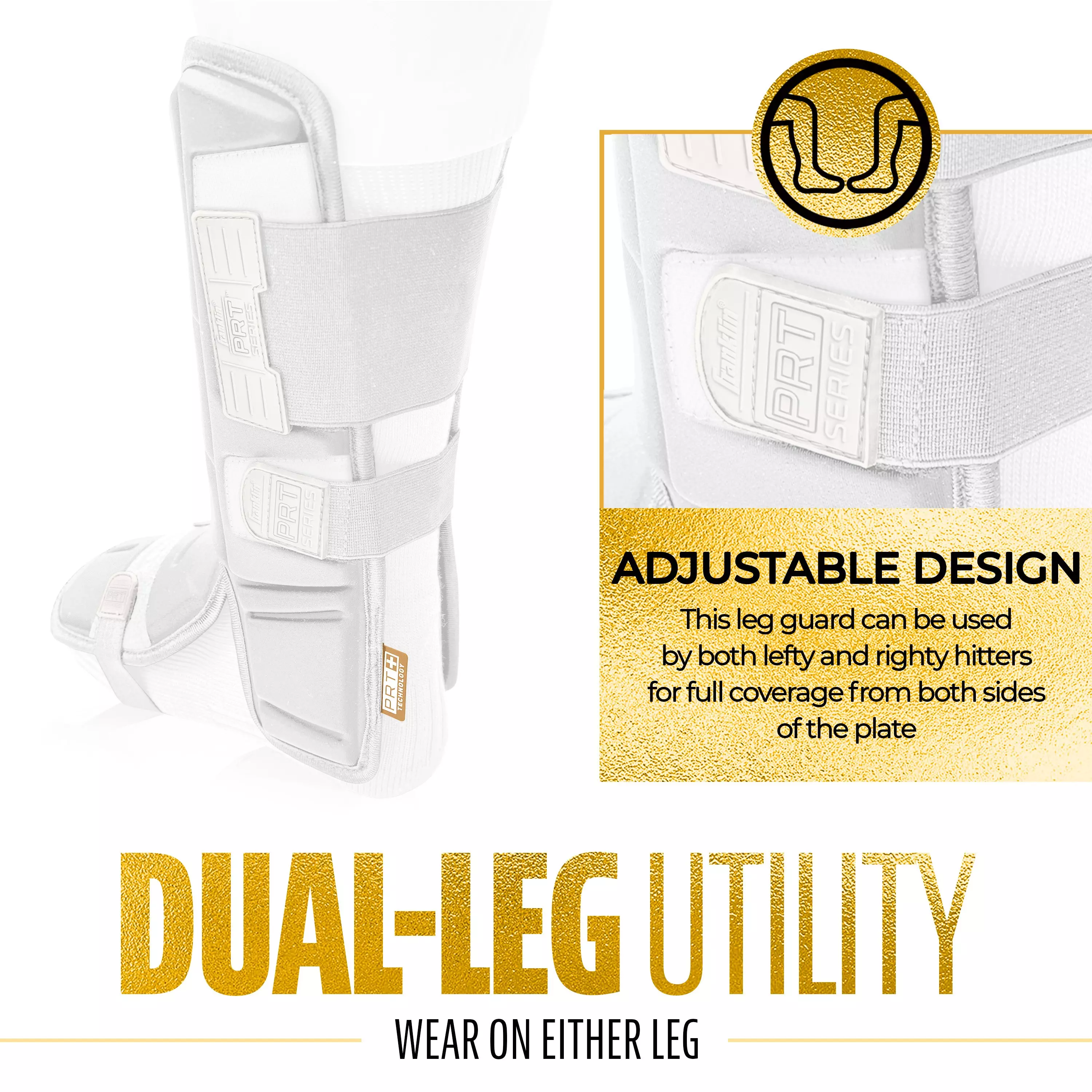 Franklin Sports Adult PRT Protective Leg Guard - White/Gold - WHITE/GOLD