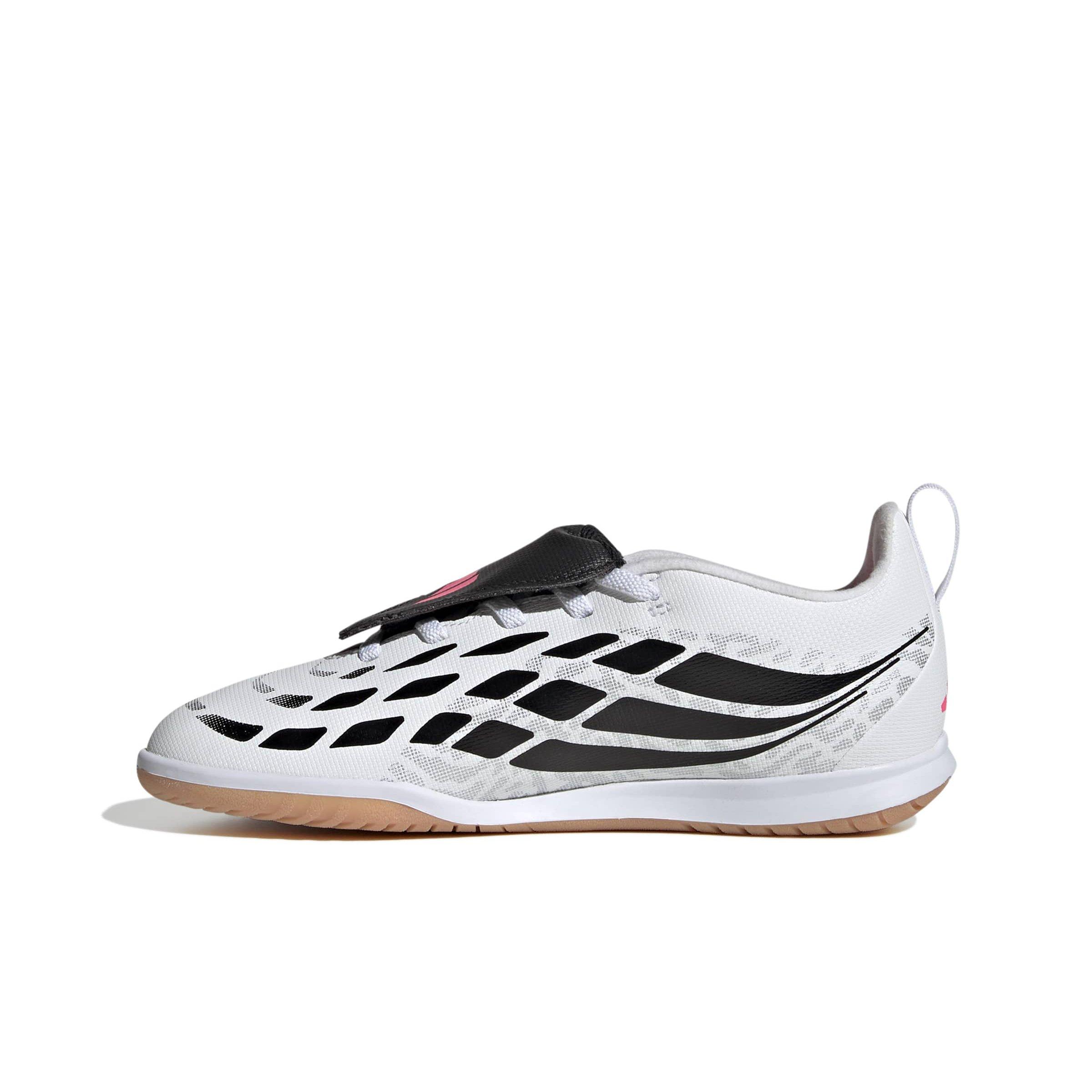 adidas Predator Club Fold-Over Tongue IC "White/Solar Turbo/Black" Grade School Kids' Soccer Shoe - WHITE/SOLAR/BLACK