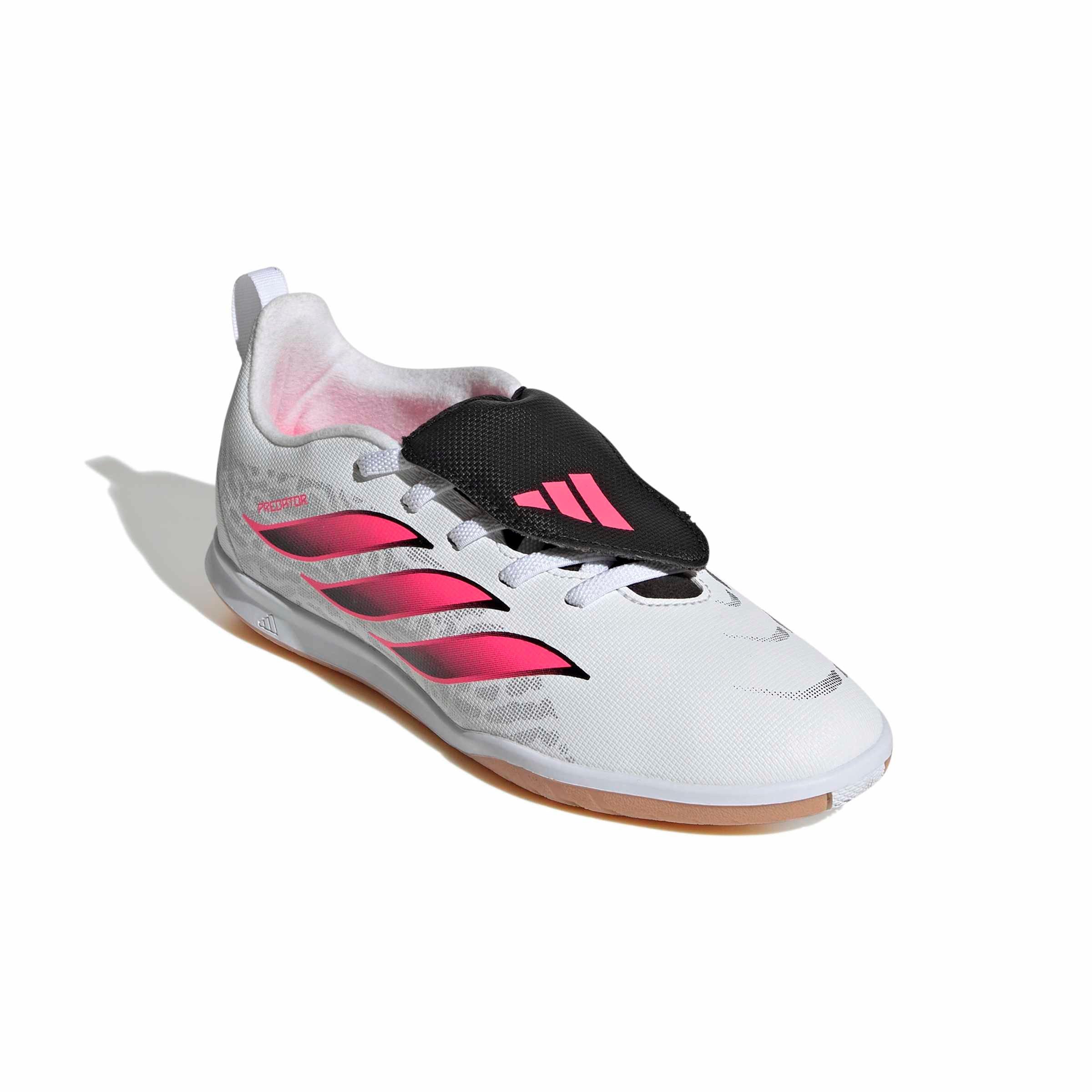 adidas Predator Club Fold-Over Tongue IC "White/Solar Turbo/Black" Grade School Kids' Soccer Shoe - WHITE/SOLAR/BLACK