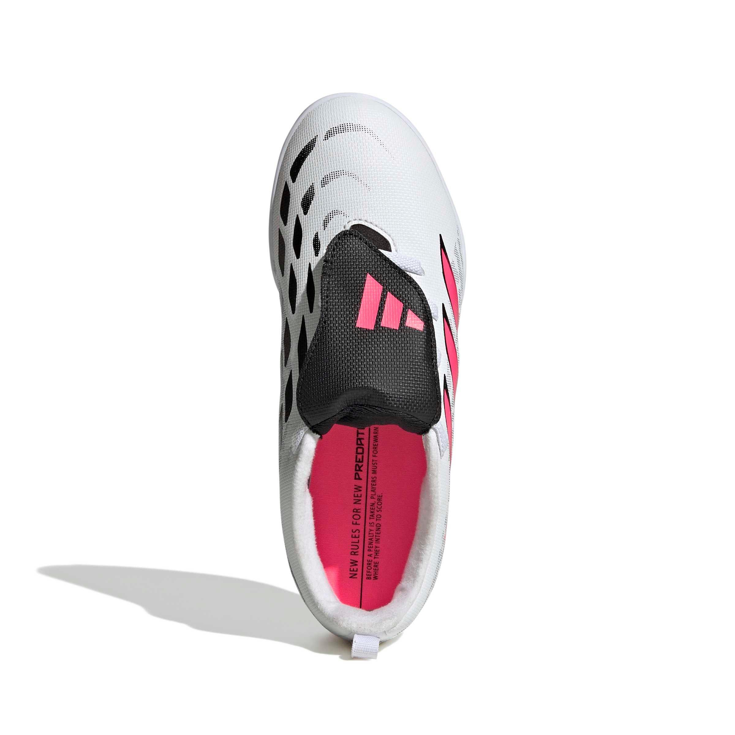 adidas Predator Club Fold-Over Tongue IC "White/Solar Turbo/Black" Grade School Kids' Soccer Shoe - WHITE/SOLAR/BLACK