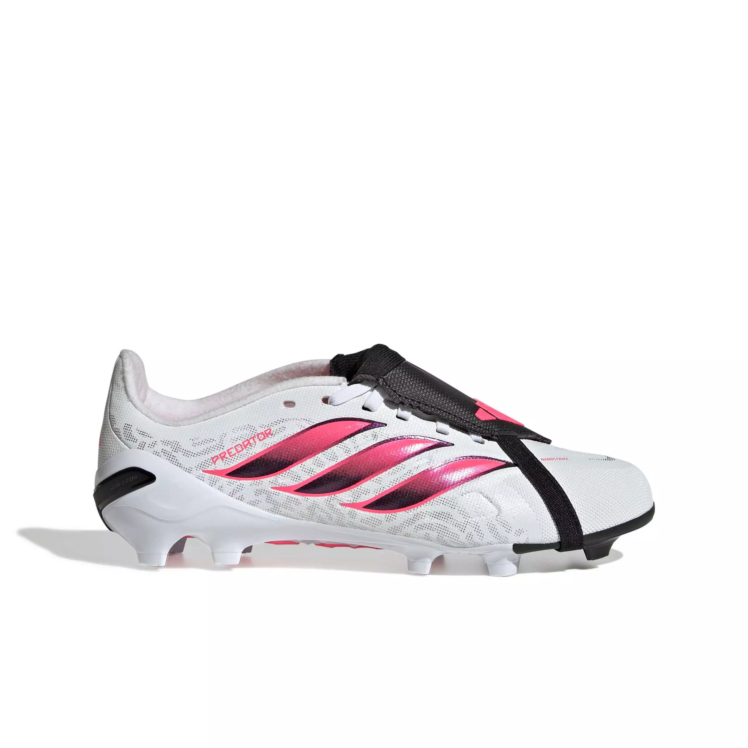 adidas Predator League Fold-Over Tongue FG "White/Solar Turbo/Black" Grade School Kids' Soccer Cleat - WHITE/SOLAR/BLACK
