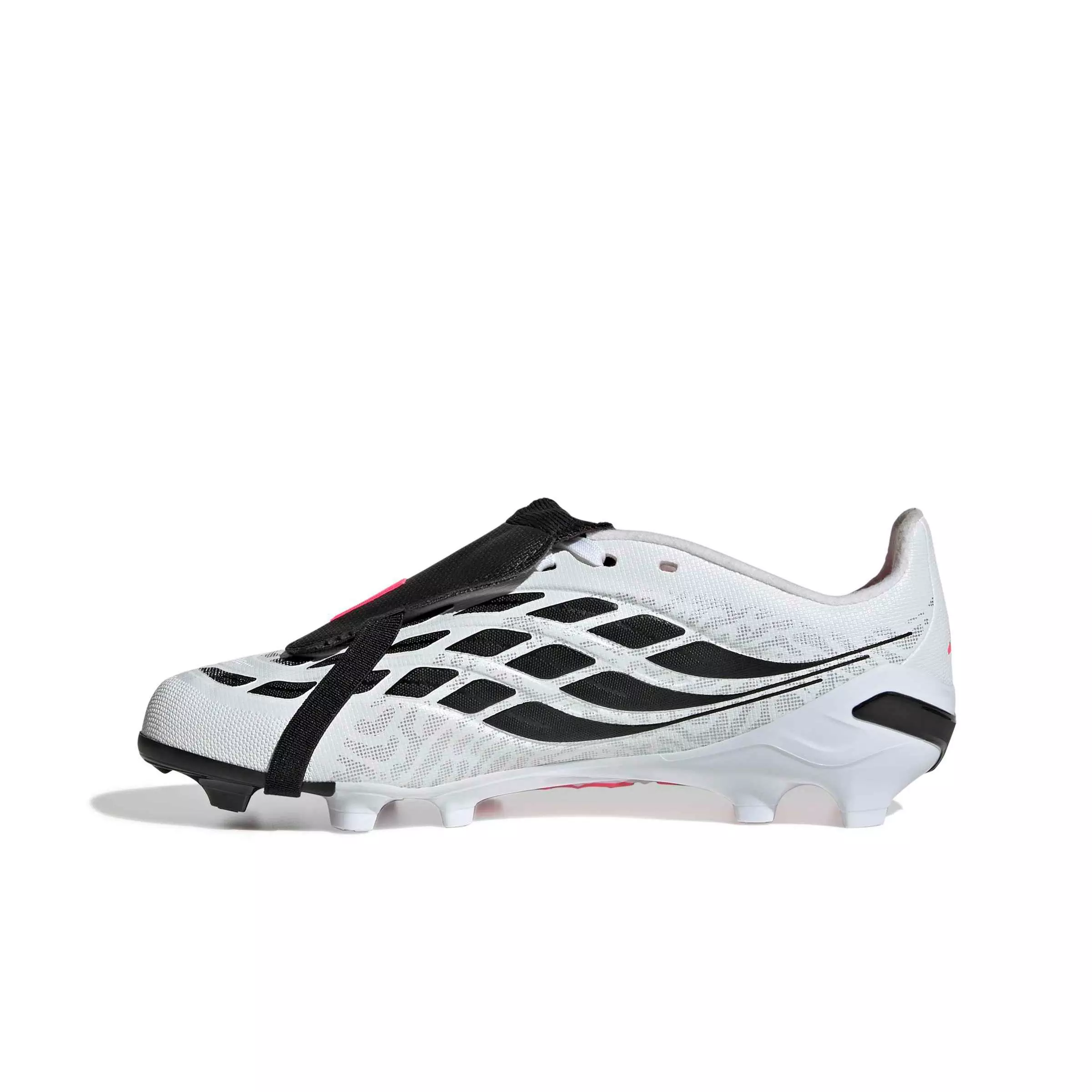 adidas Predator League Fold-Over Tongue FG "White/Solar Turbo/Black" Grade School Kids' Soccer Cleat - WHITE/SOLAR/BLACK