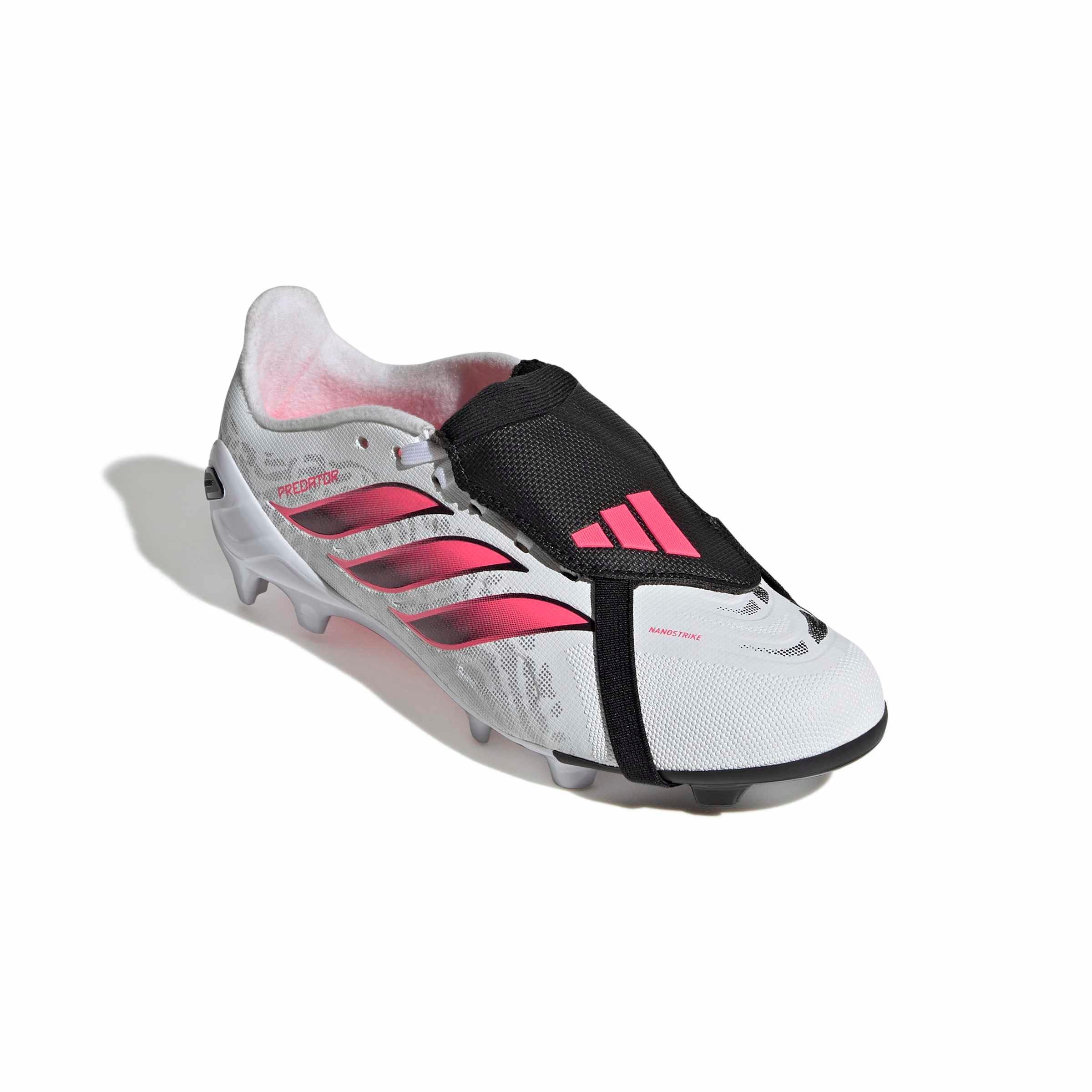 adidas Predator League Fold-Over Tongue FG "White/Solar Turbo/Black" Grade School Kids' Soccer Cleat - WHITE/SOLAR/BLACK