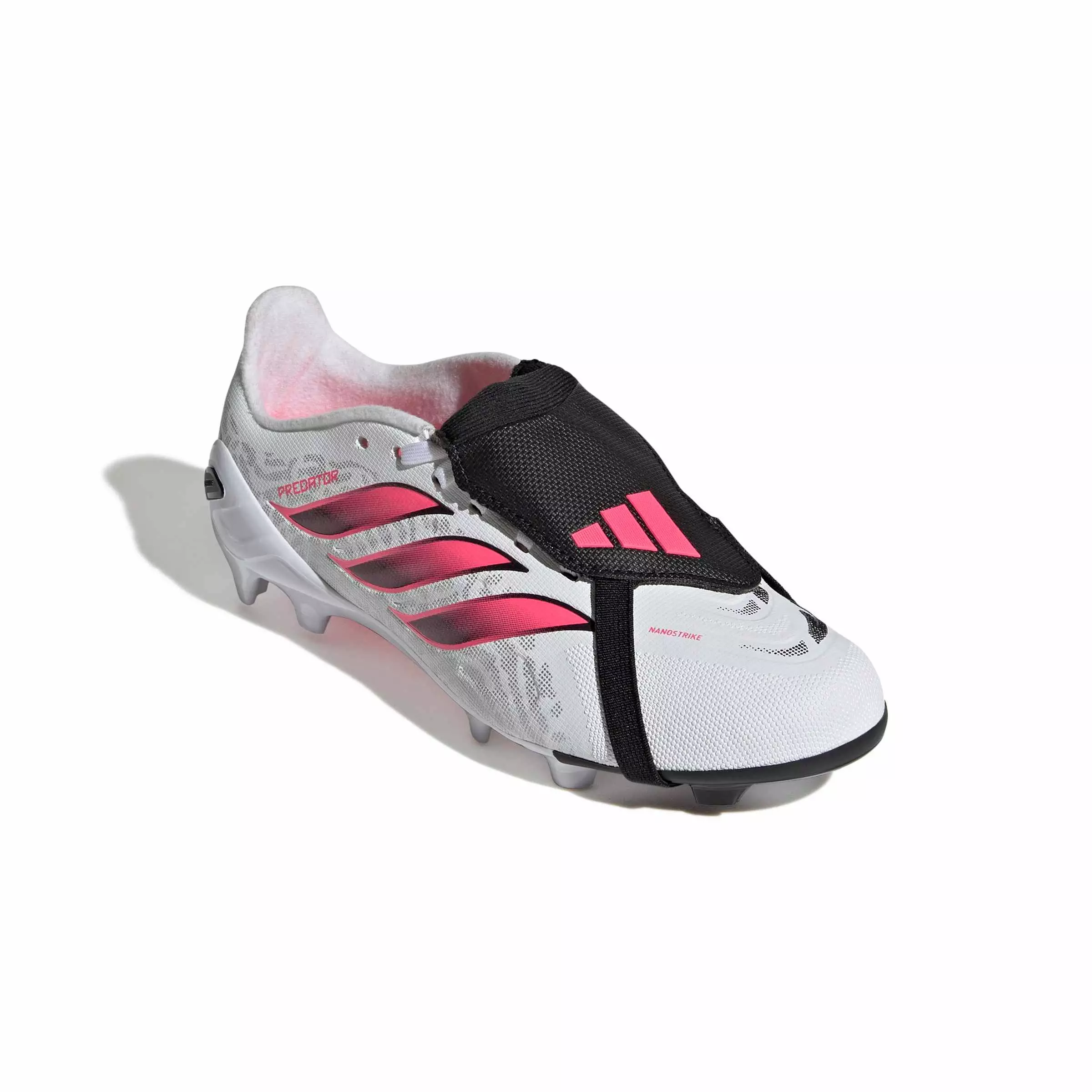 adidas Predator League Fold-Over Tongue FG "White/Solar Turbo/Black" Grade School Kids' Soccer Cleat - WHITE/SOLAR/BLACK