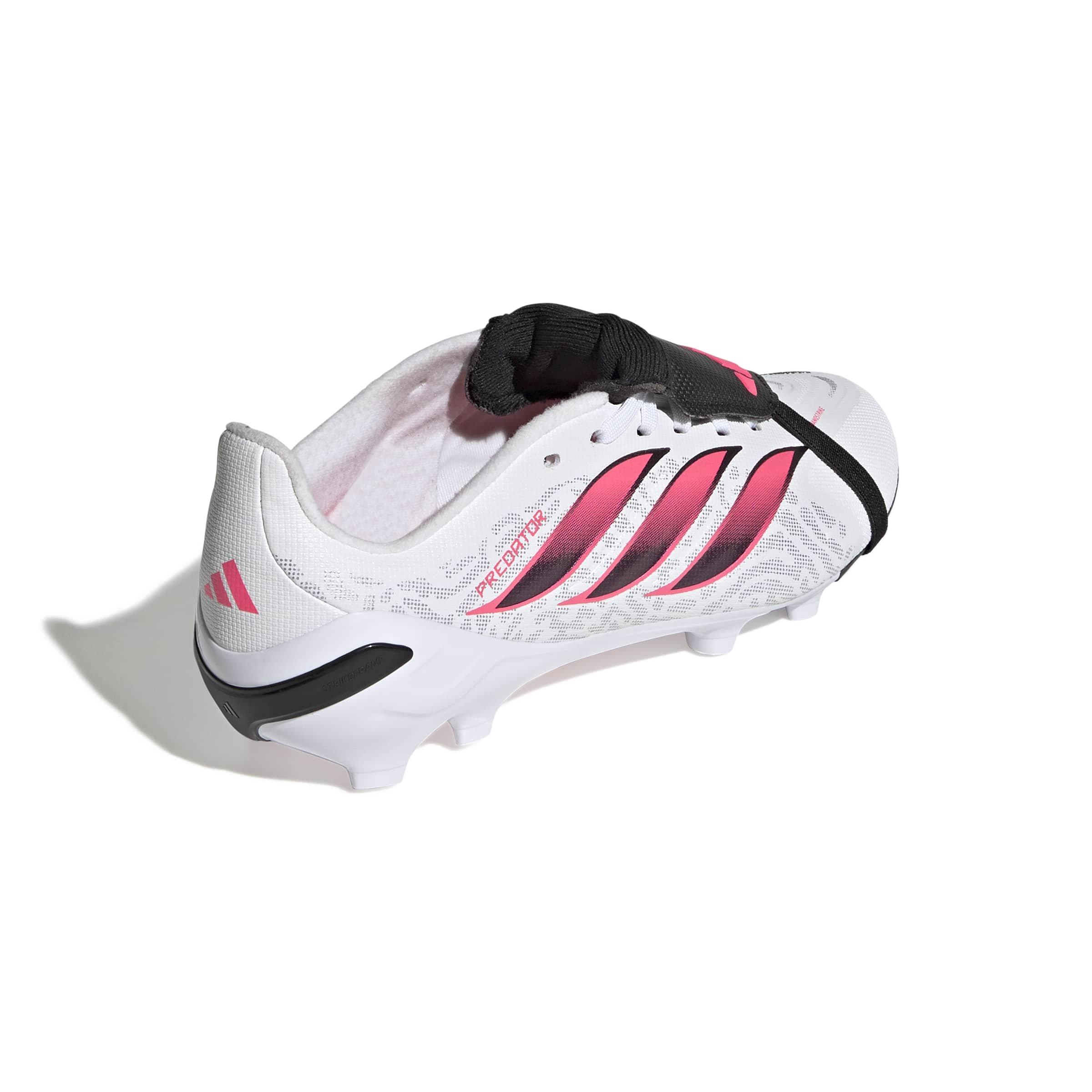 adidas Predator League Fold-Over Tongue FG "White/Solar Turbo/Black" Grade School Kids' Soccer Cleat - WHITE/SOLAR/BLACK