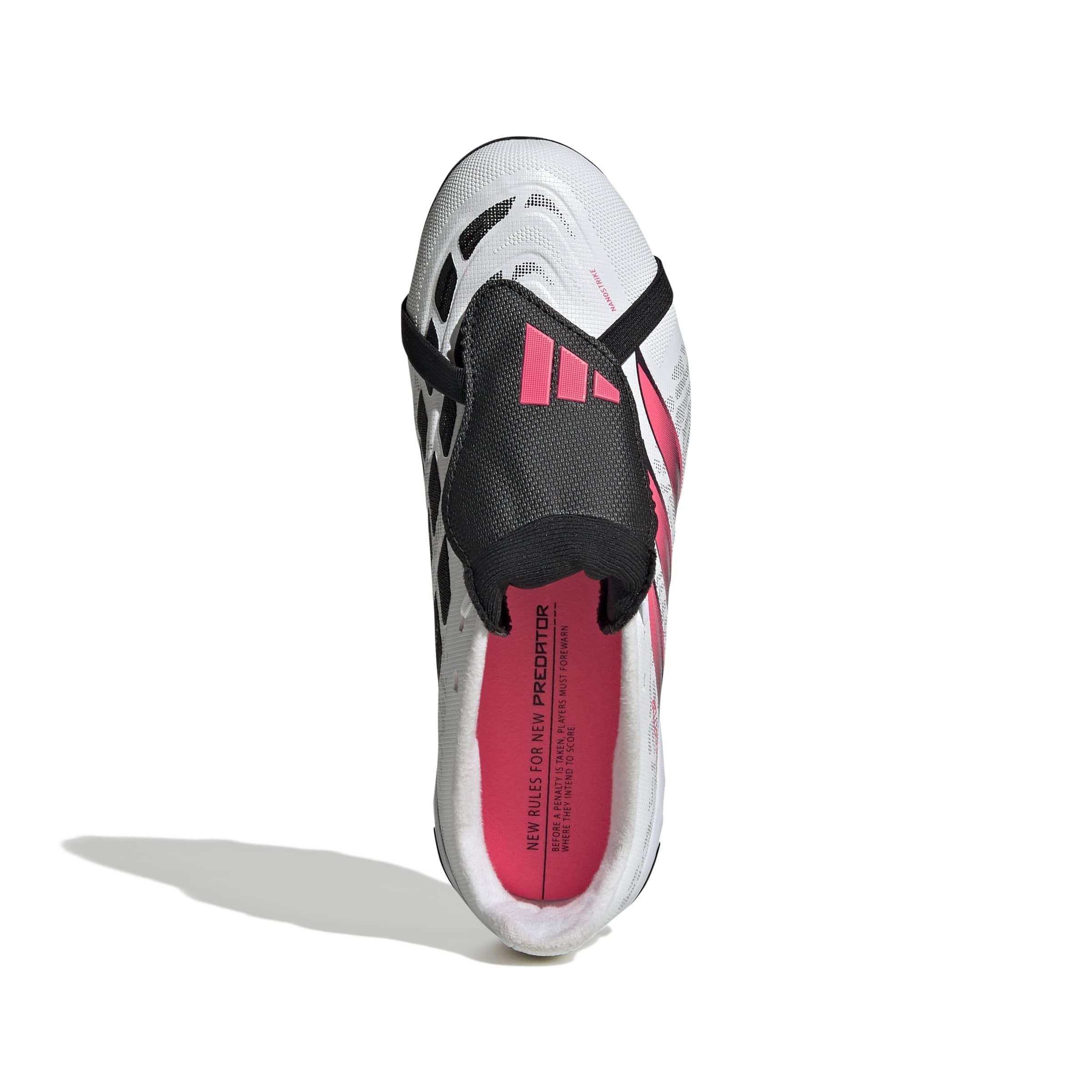 adidas Predator League Fold-Over Tongue FG "White/Solar Turbo/Black" Grade School Kids' Soccer Cleat - WHITE/SOLAR/BLACK