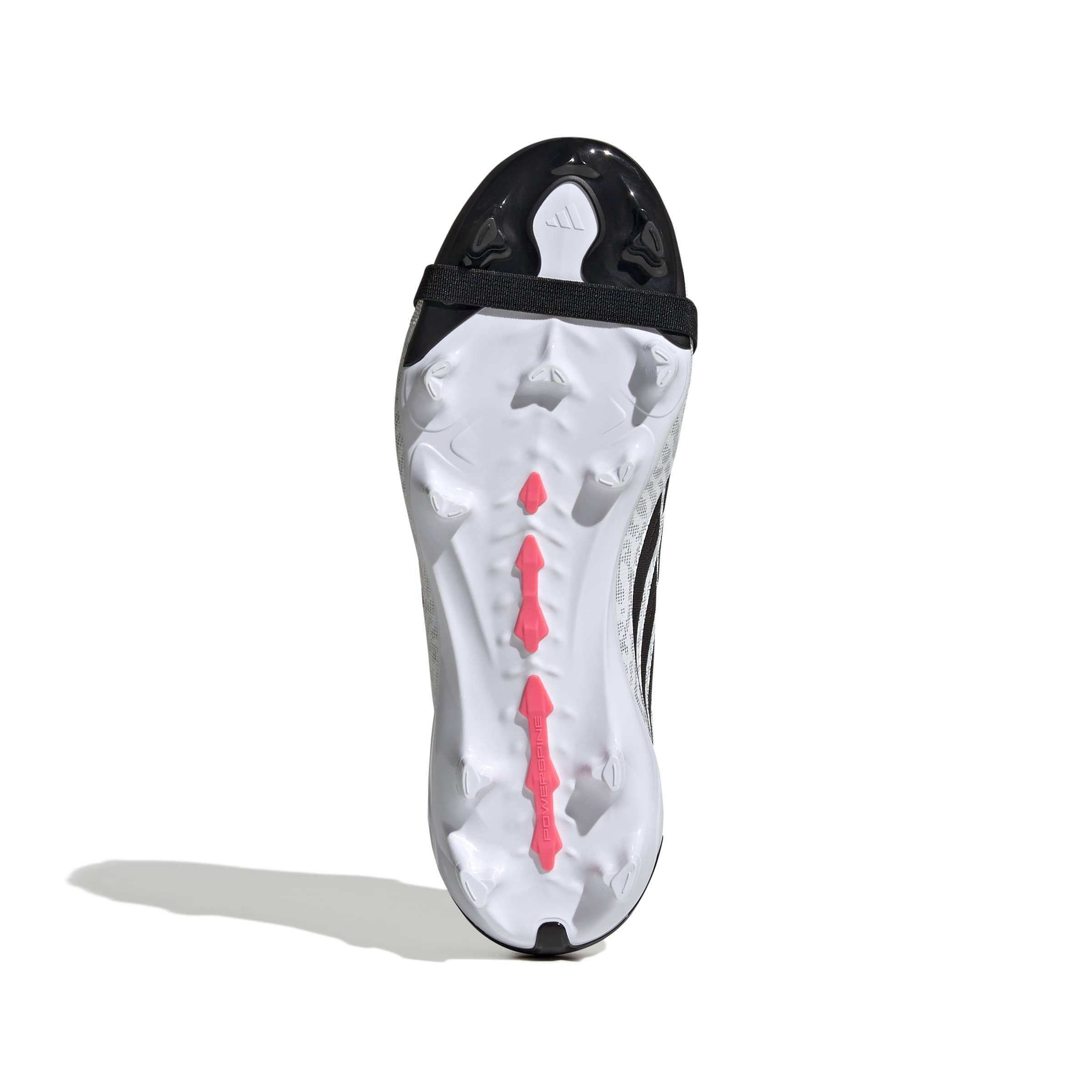 adidas Predator League Fold-Over Tongue FG "White/Solar Turbo/Black" Grade School Kids' Soccer Cleat - WHITE/SOLAR/BLACK