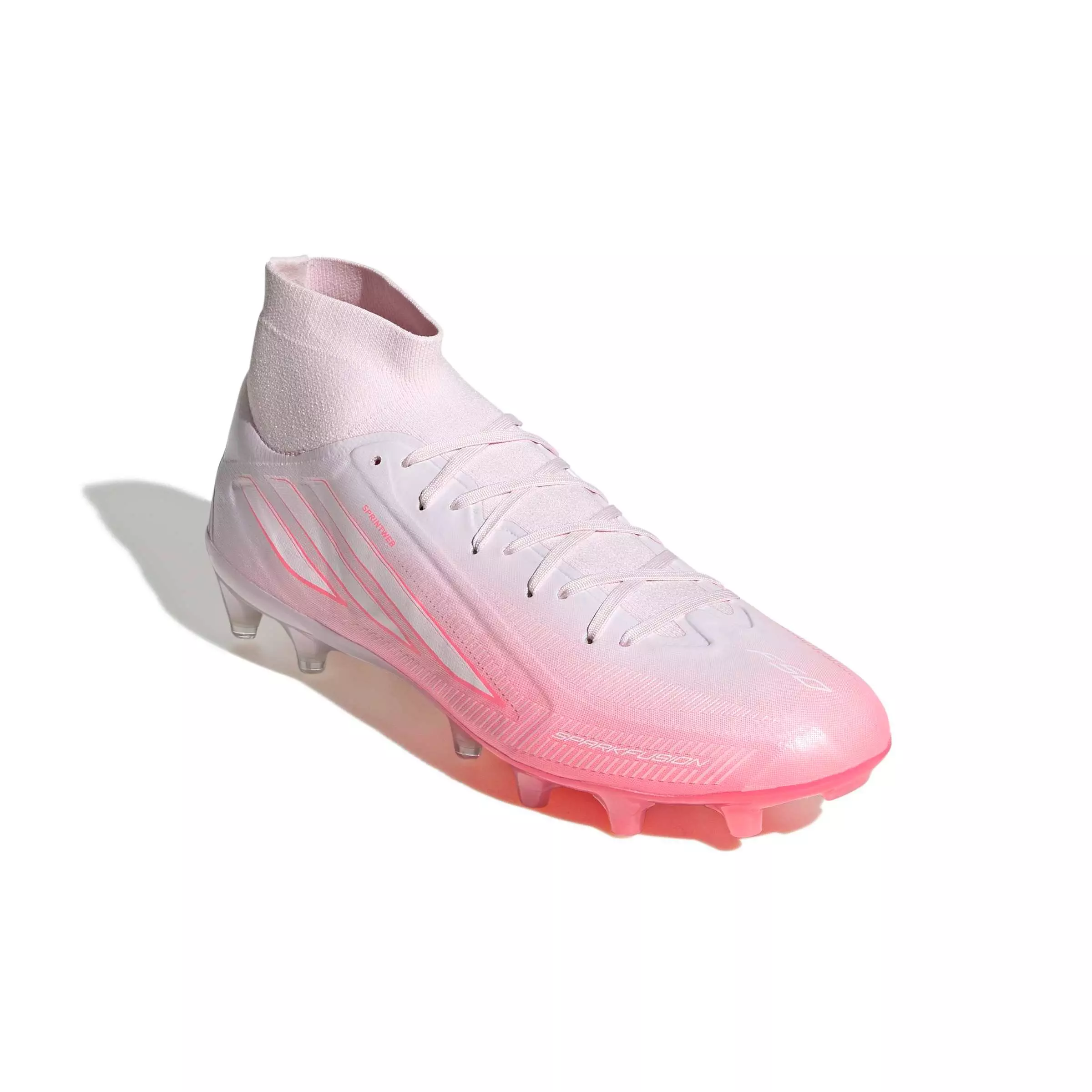 adidas F50 Sparkfusion Pro Mid Cut MG "Solar Turbo/White/Distilled Pink" Women's Soccer Cleat - SOLAR/WHITE/PINK