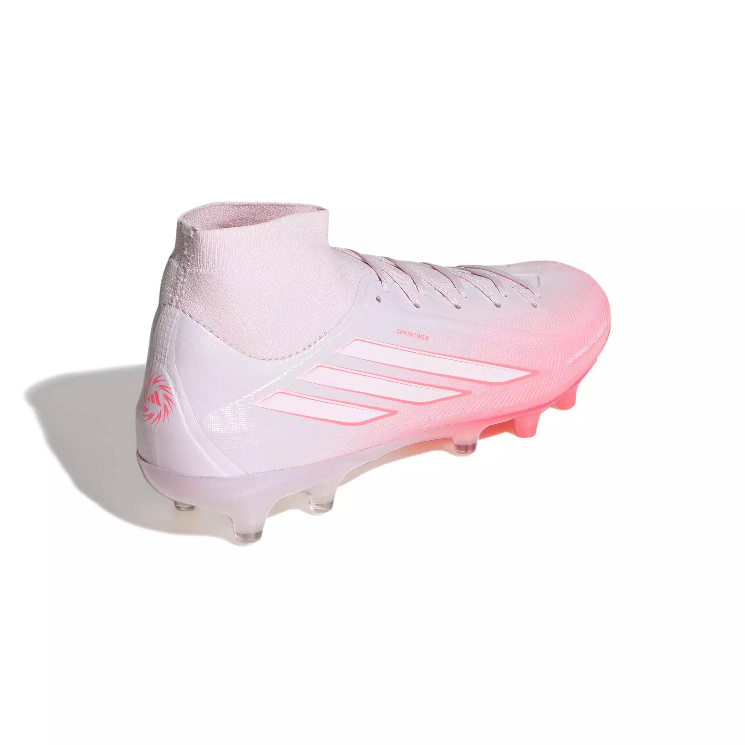 adidas F50 Sparkfusion Pro Mid Cut MG "Solar Turbo/White/Distilled Pink" Women's Soccer Cleat - SOLAR/WHITE/PINK