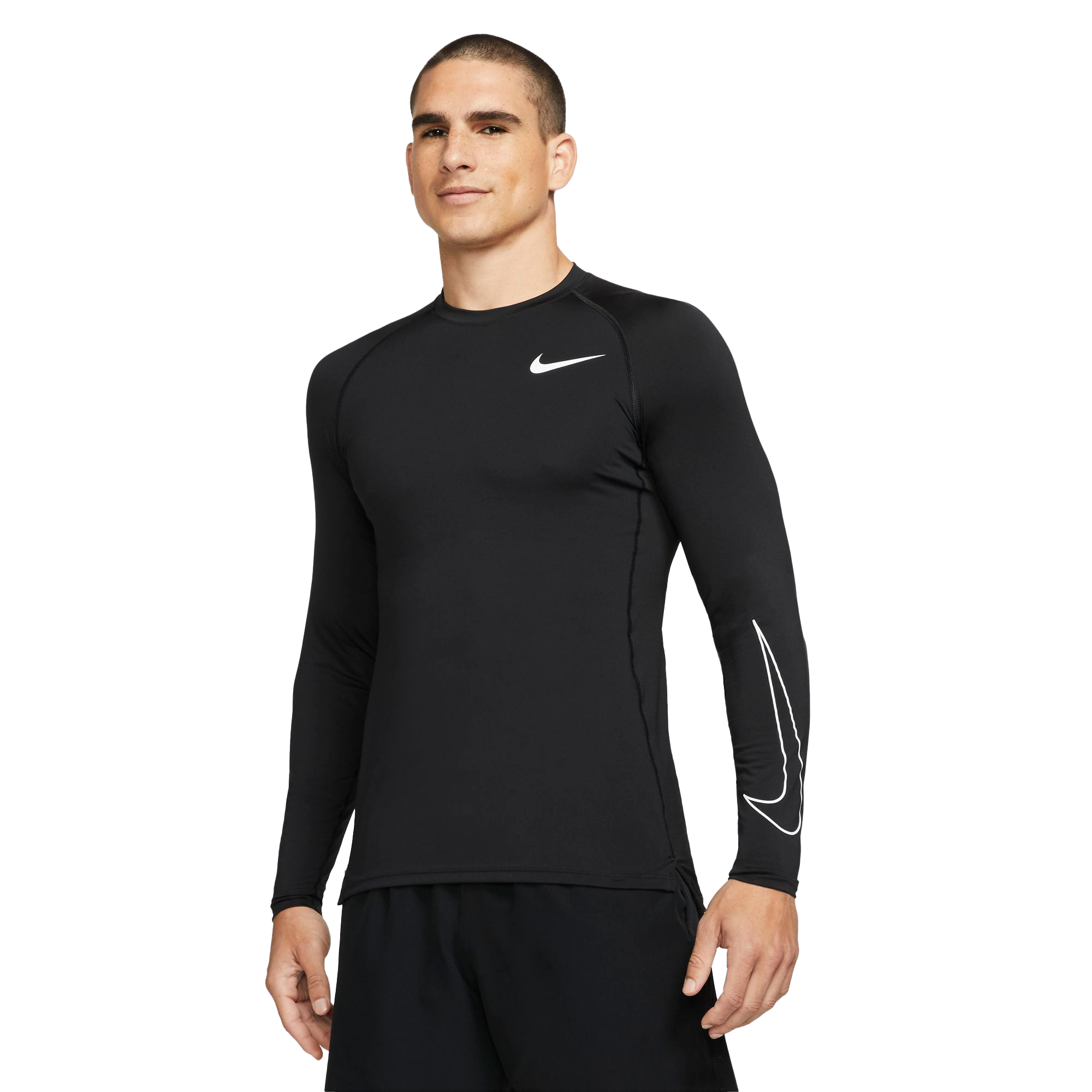 Nike Men's Pro Dri-FIT Slim Fit Long-Sleeve Top - BLACK Thumbnail View 1