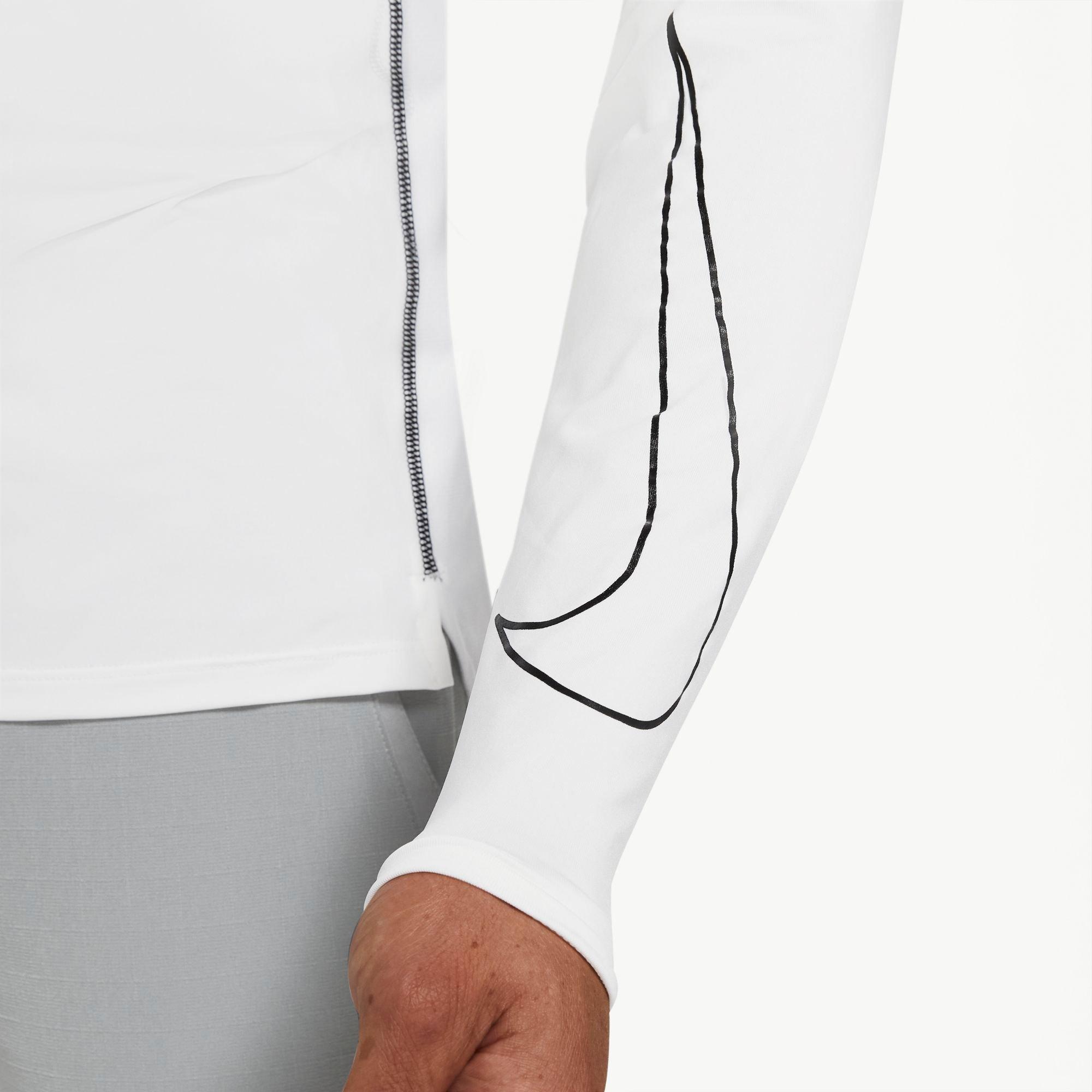 Nike Men's Pro Dri-FIT Slim Fit Long-Sleeve "White" Top - WHITE Thumbnail View 3